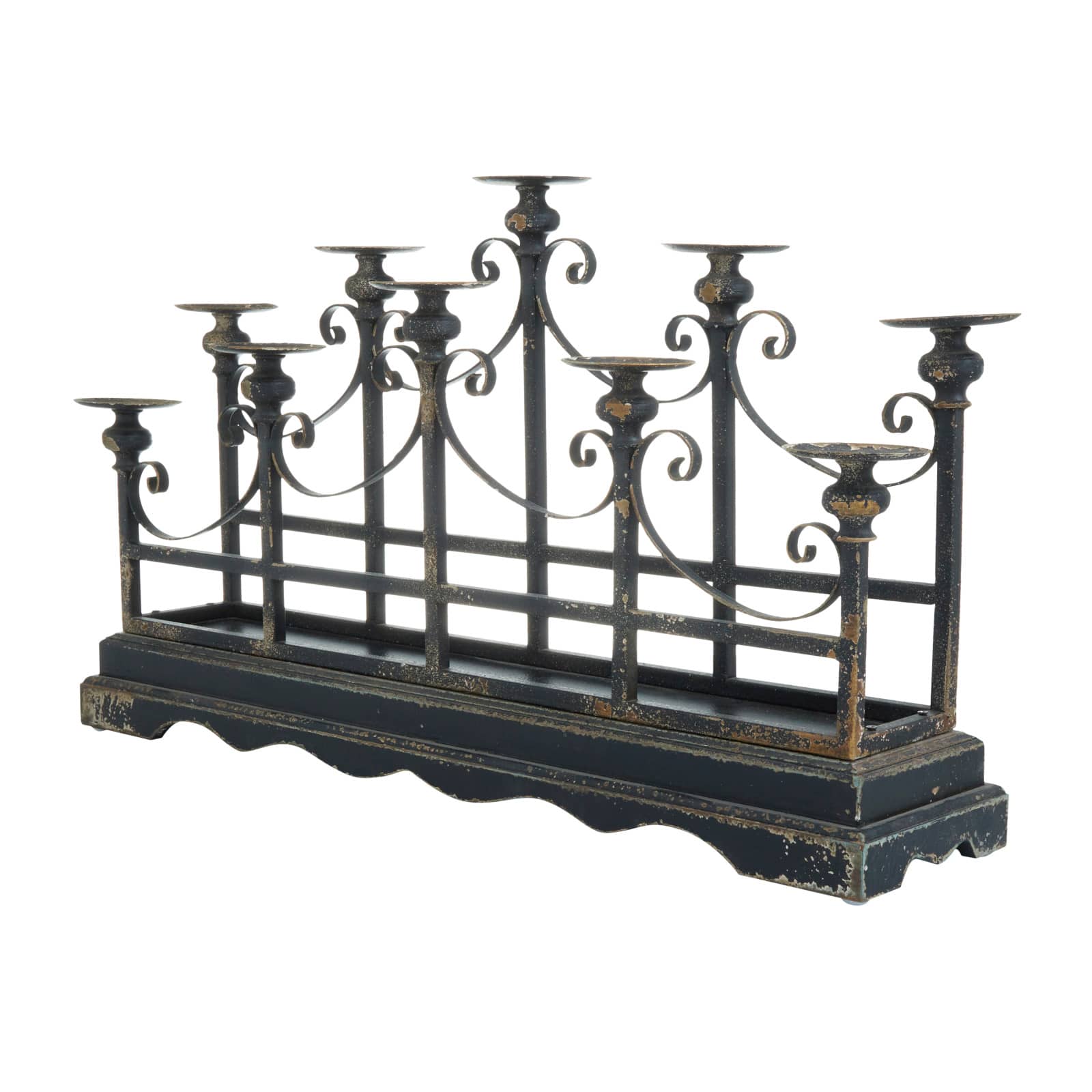 Black Iron Vintage Candelabra, 18&#x22; x 32&#x22; x 8&#x22;