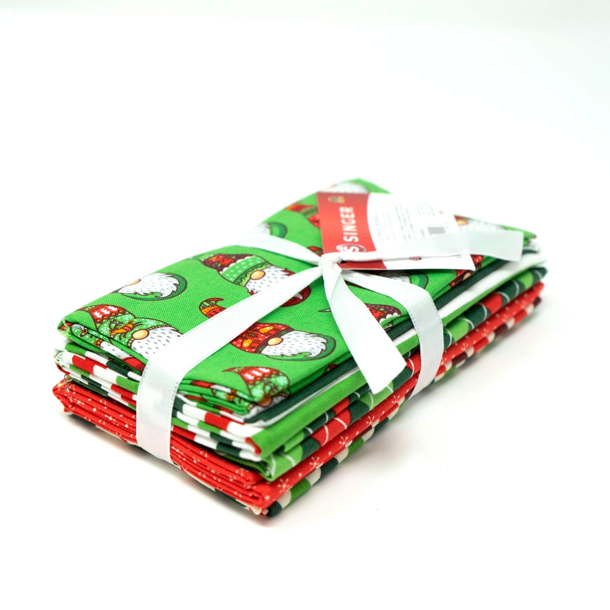 SINGER Christmas Gnome Holiday 5 Piece Fat Quarter Bundle