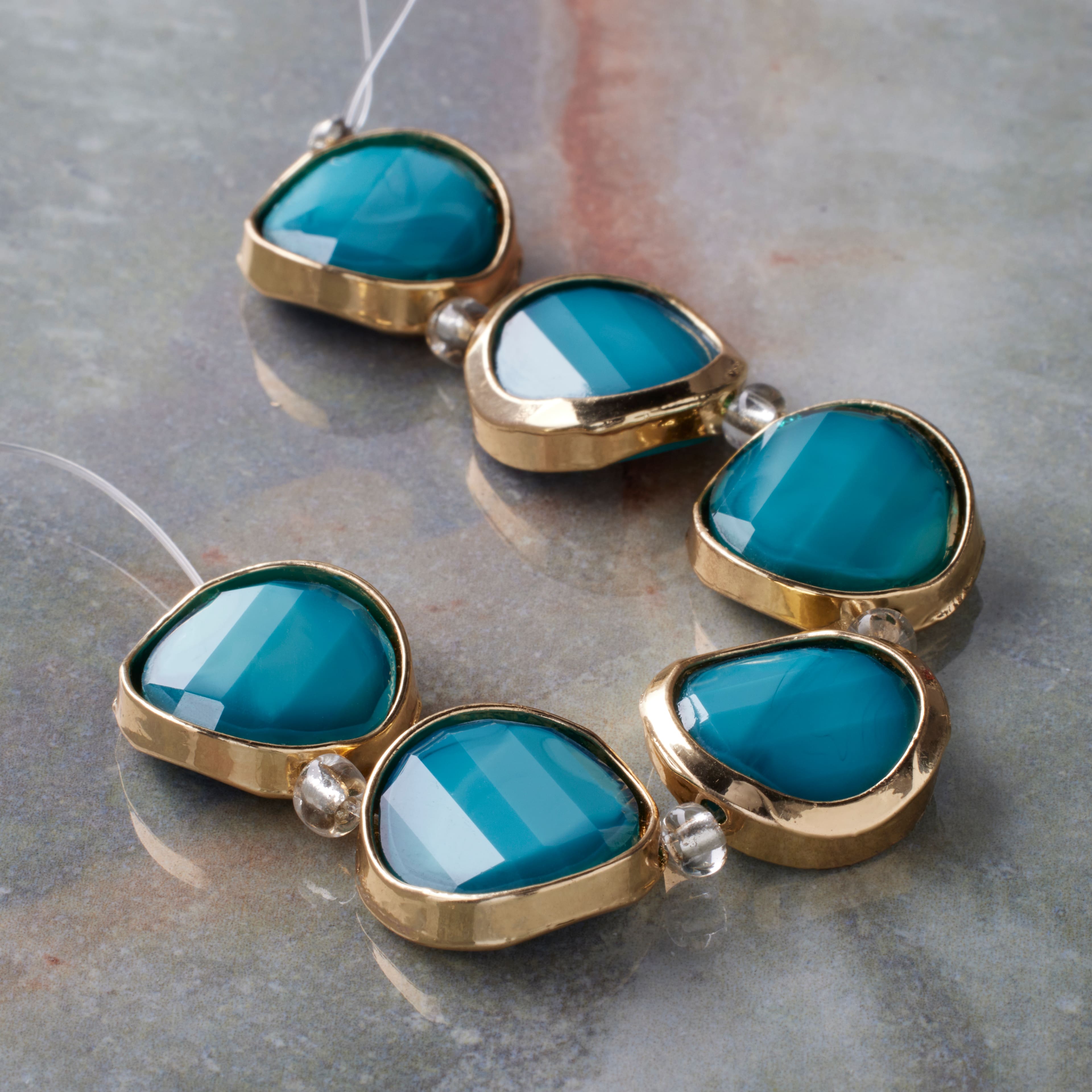 6 Pack: Teal &#x26; Gold Faceted Glass Coin Bead Mix by Bead Landing&#x2122;