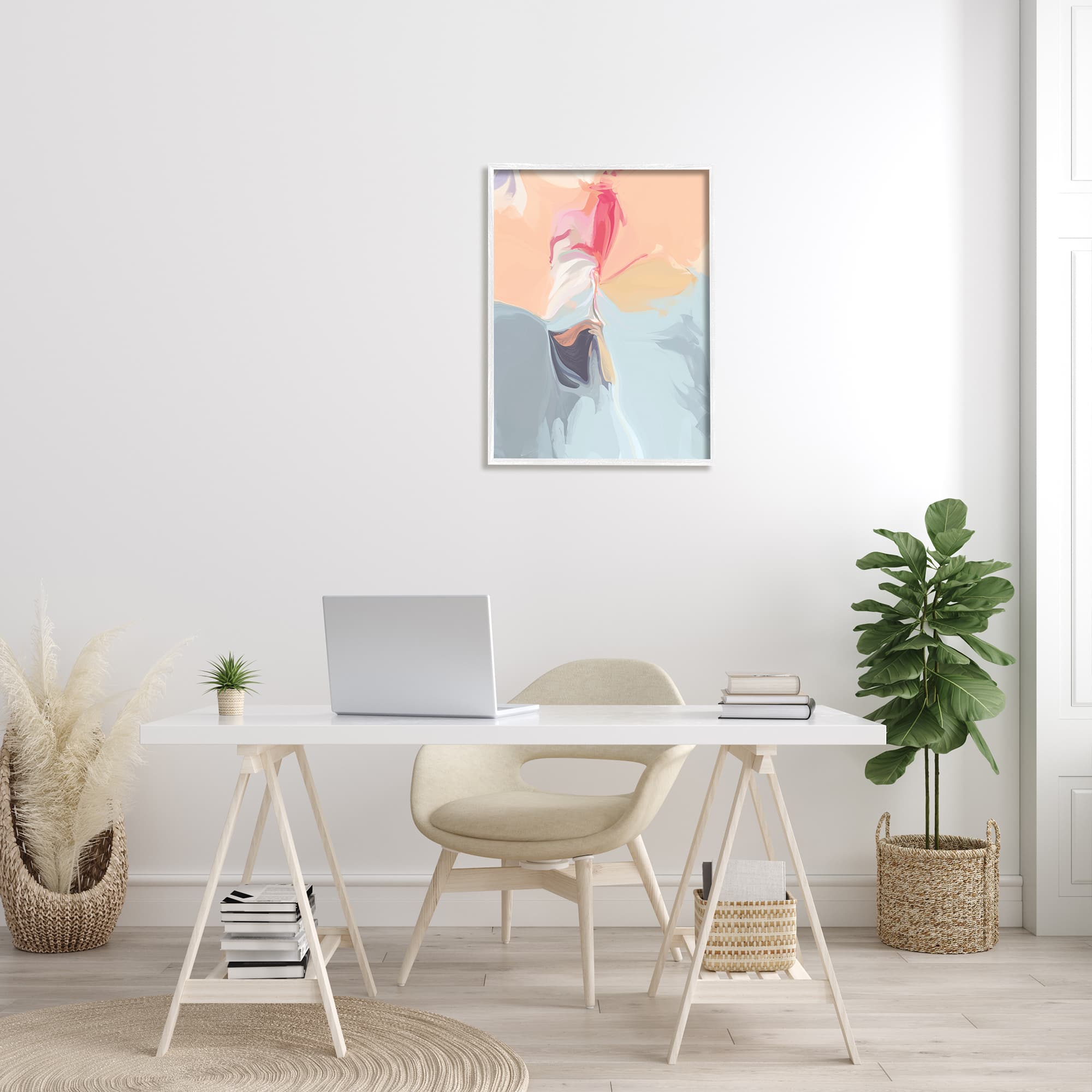 Stupell Industries Abstract Fluid Human Figure Dancing Movement in White Frame Wall Art
