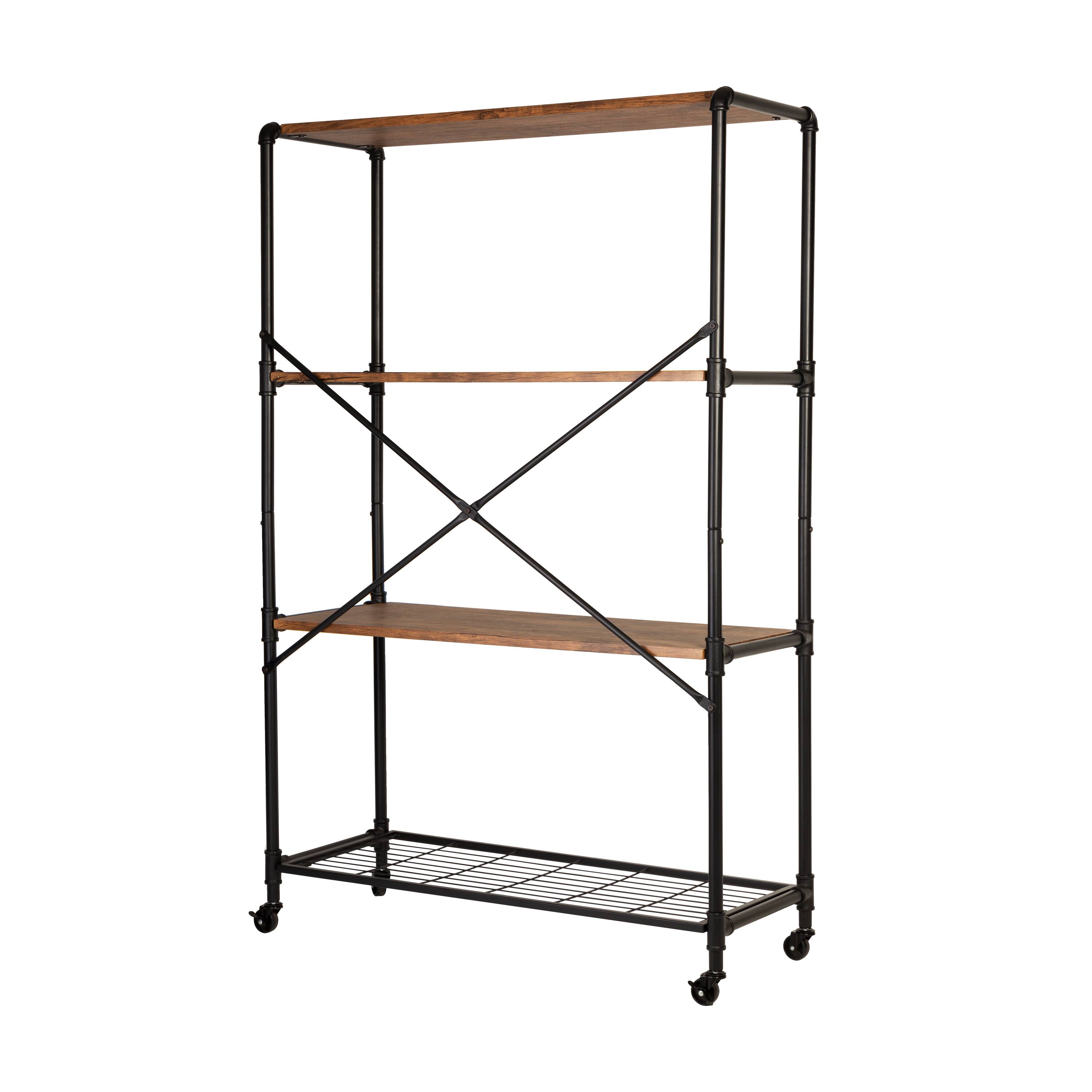 Honey Can Do 4-Tier Industrial Rolling Bookshelf