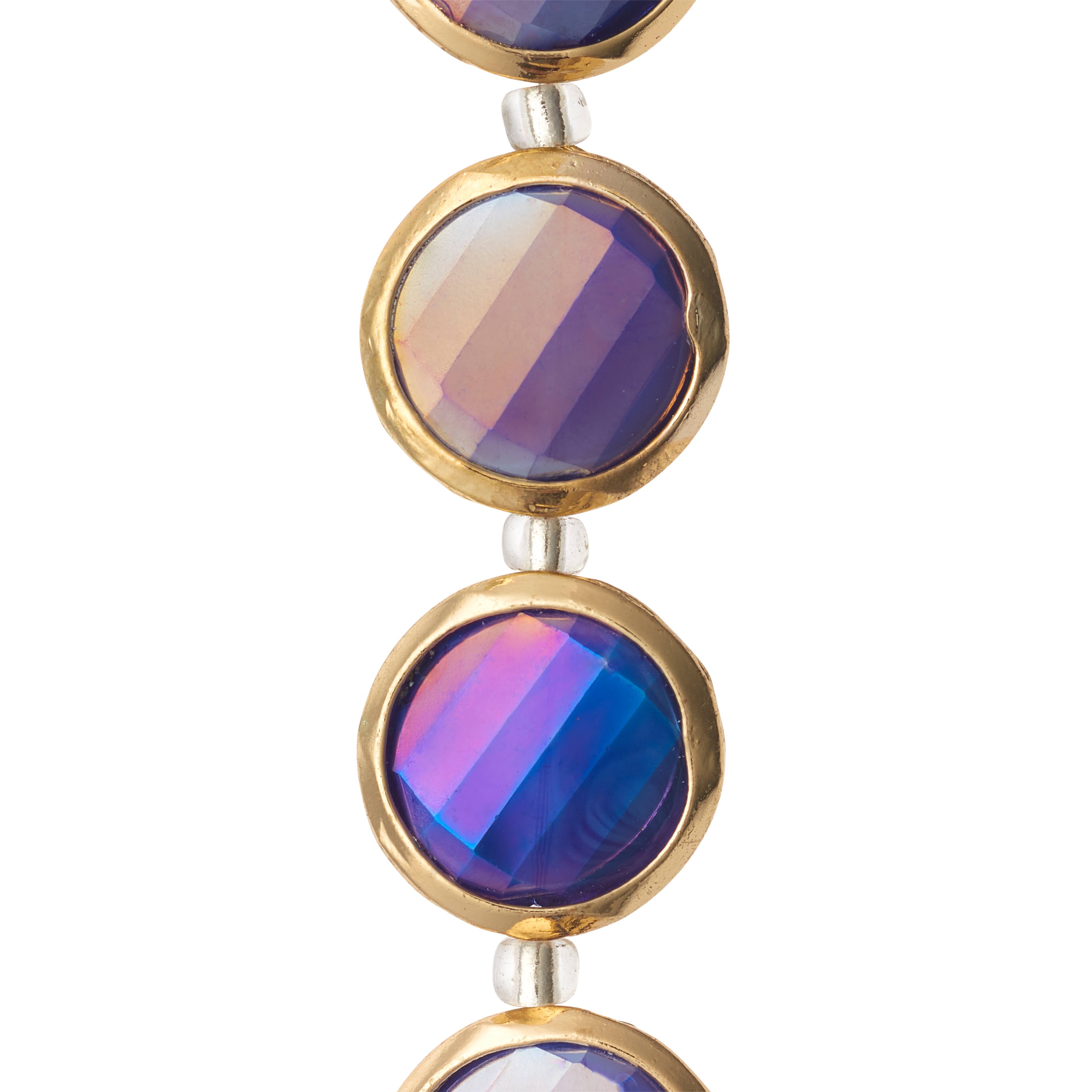 Sapphire Glass Round Flat Beads by Bead Landing™, 14mm