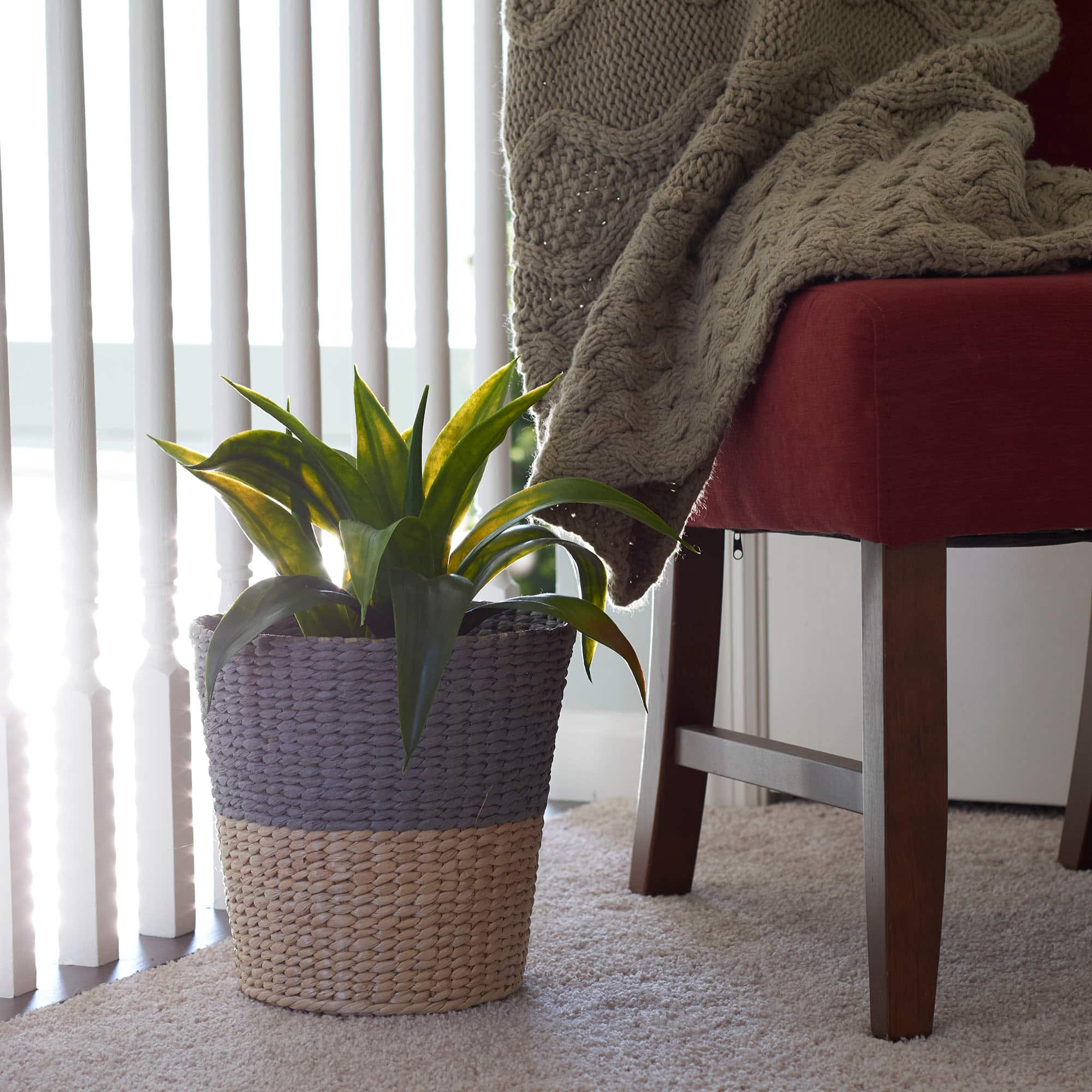 Household Essentials Woven Cattail Waste Basket