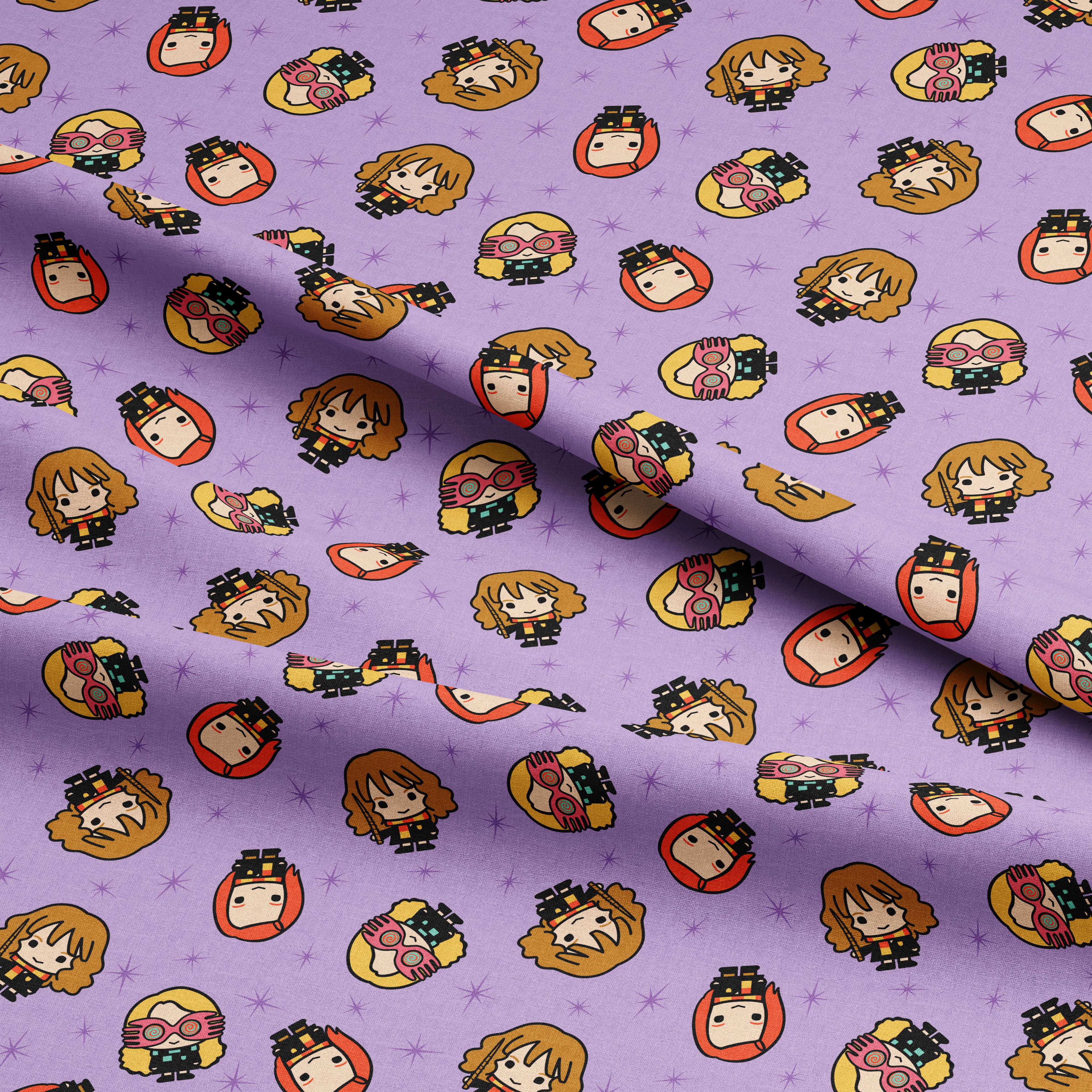 Harry Potter™ Purple Kawaii Girls Toss Cotton Fabric