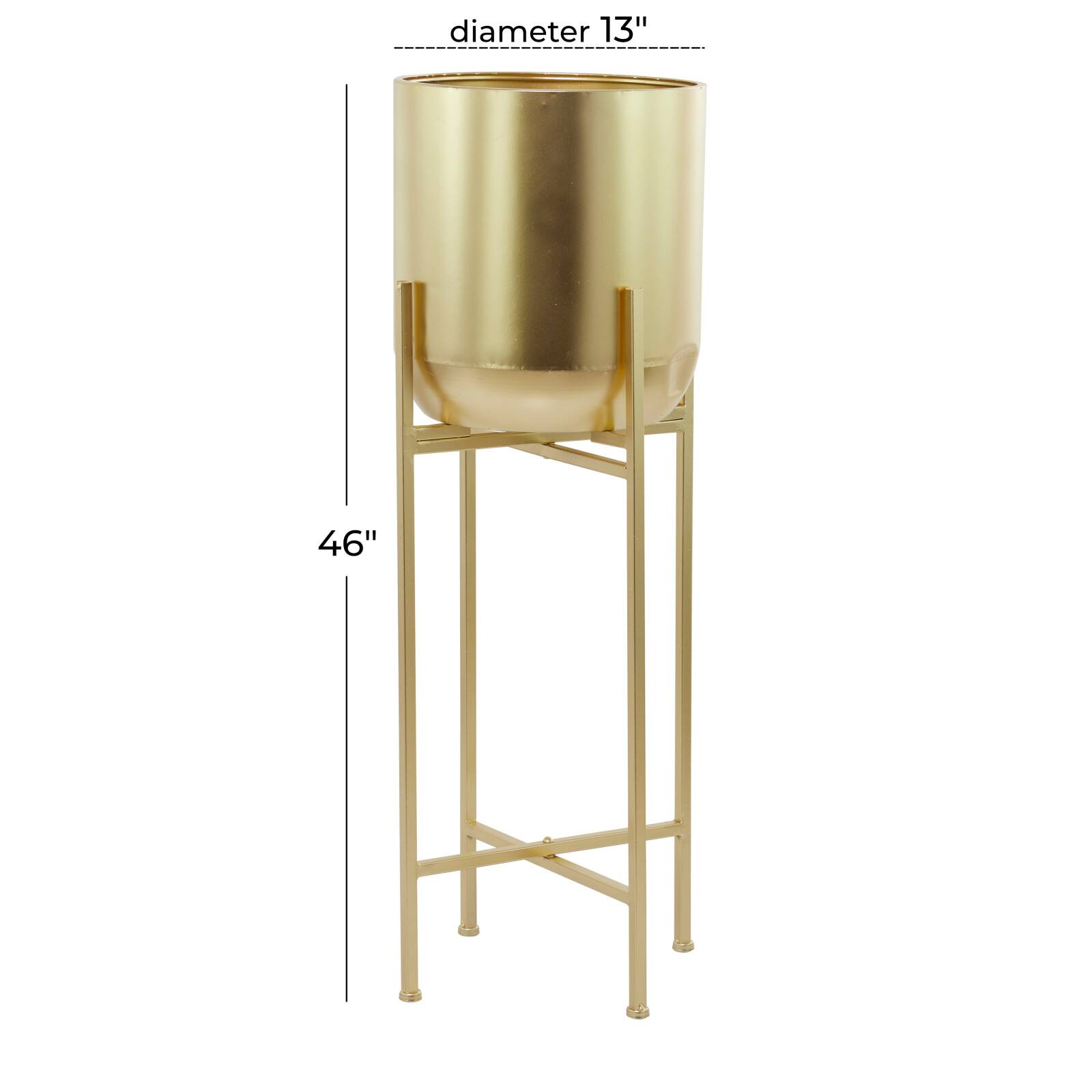 Gold Modern Planter, 13&#x22; x 13&#x22; x 46&#x22;