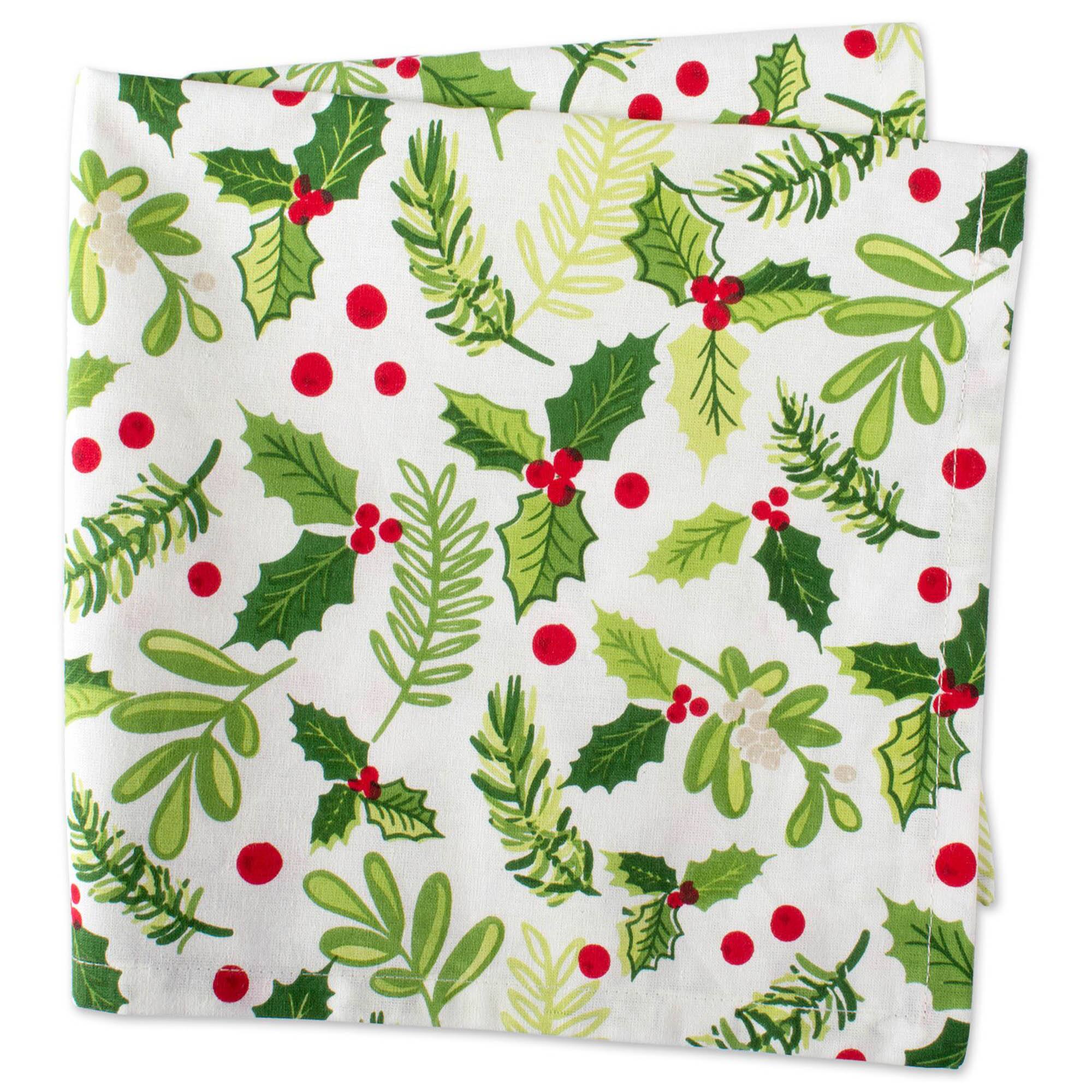 DII&#xAE; Boughs Of Holly Print Napkin Set, 6ct.