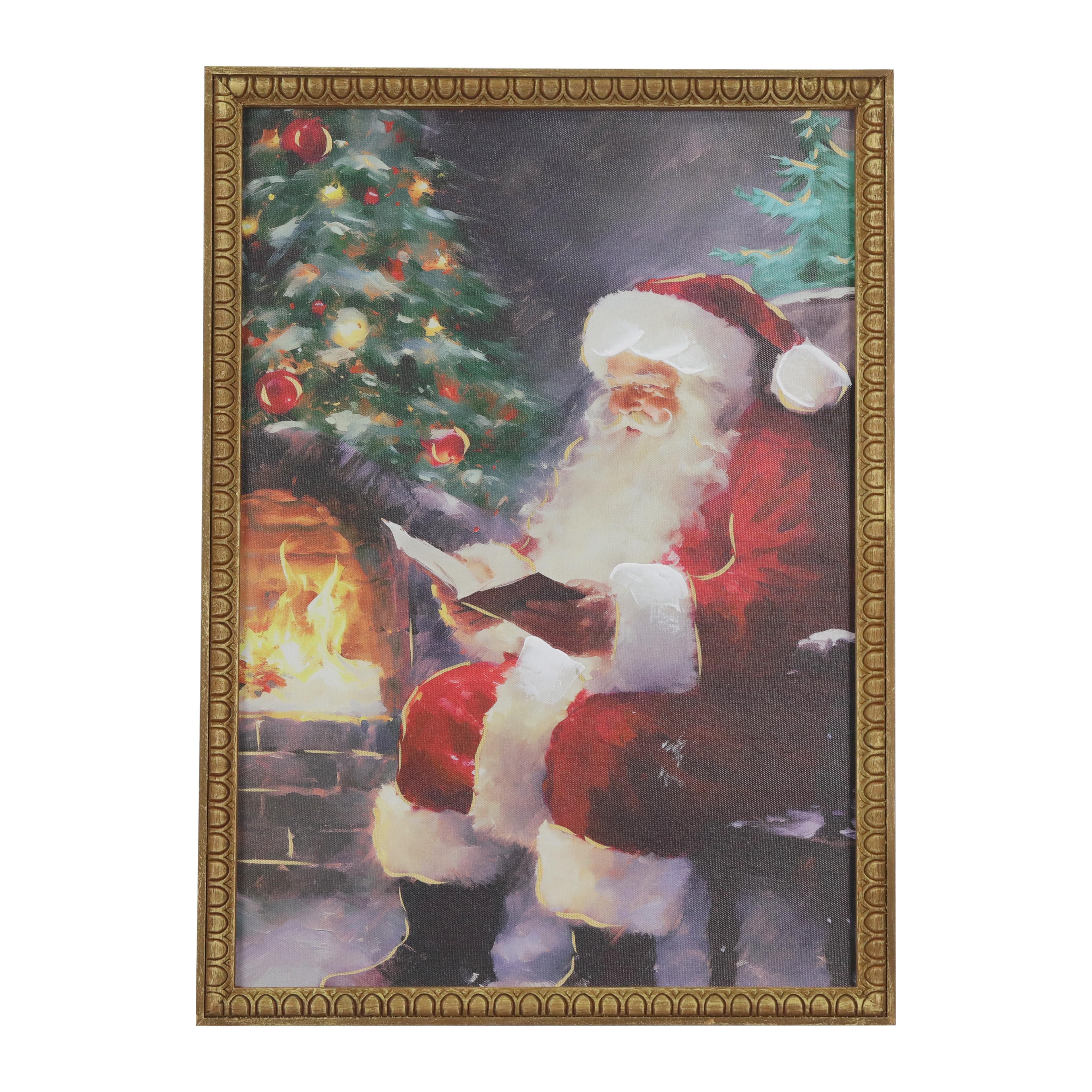 20&#x22; Vintage Reading Santa Wall D&#xE9;cor in Wood Frame by Ashland&#xAE;