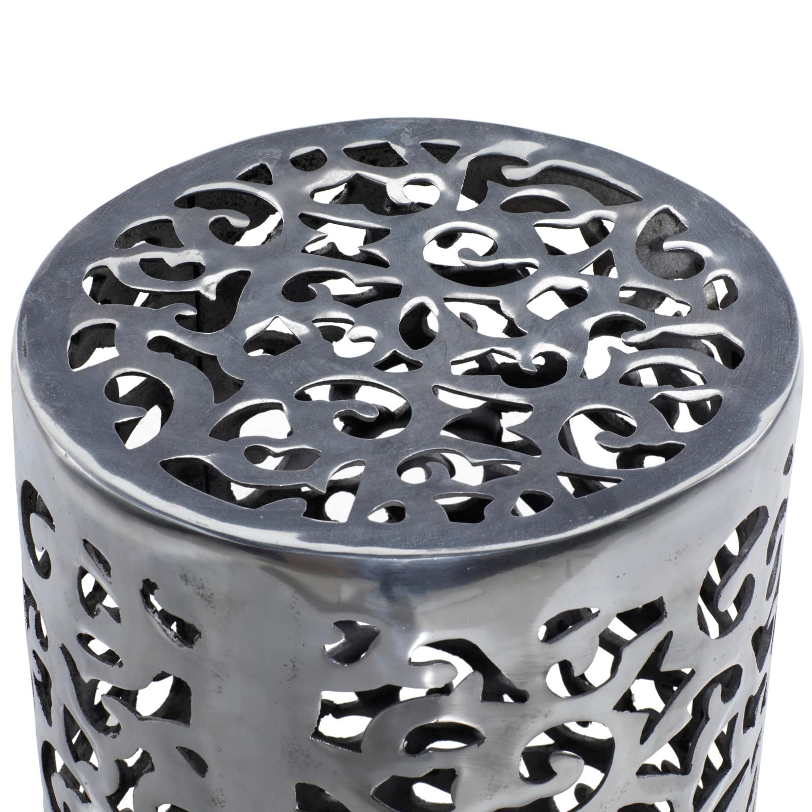 18&#x22; Silver Hollow Aluminum Contemporary Stool