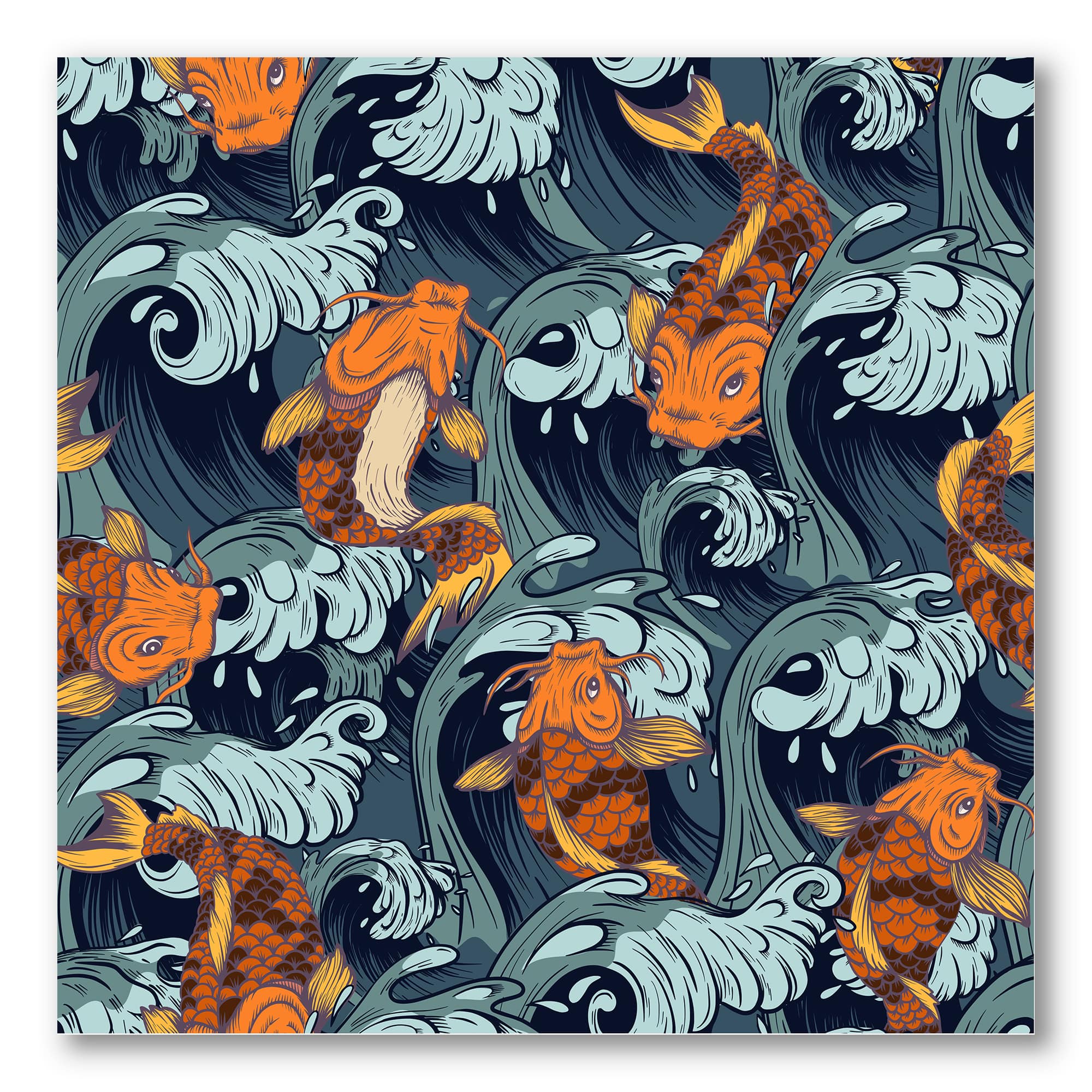 Designart - Japanese Koi Fish - Nautical &#x26; Coastal Canvas Wall Art Print