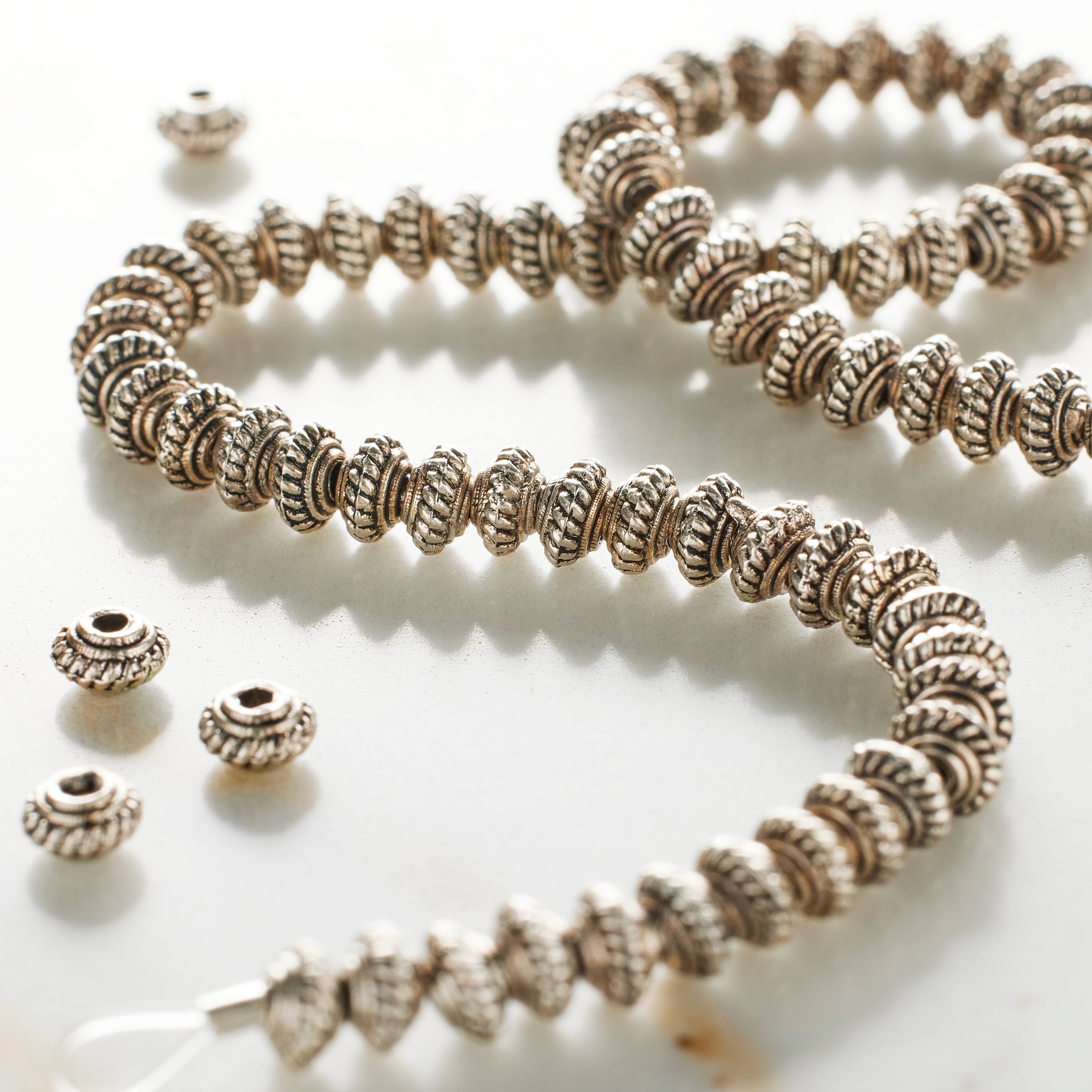 12 Pack: Silver Plated Metal Rondelle Beads, 5mm by Bead Landing™