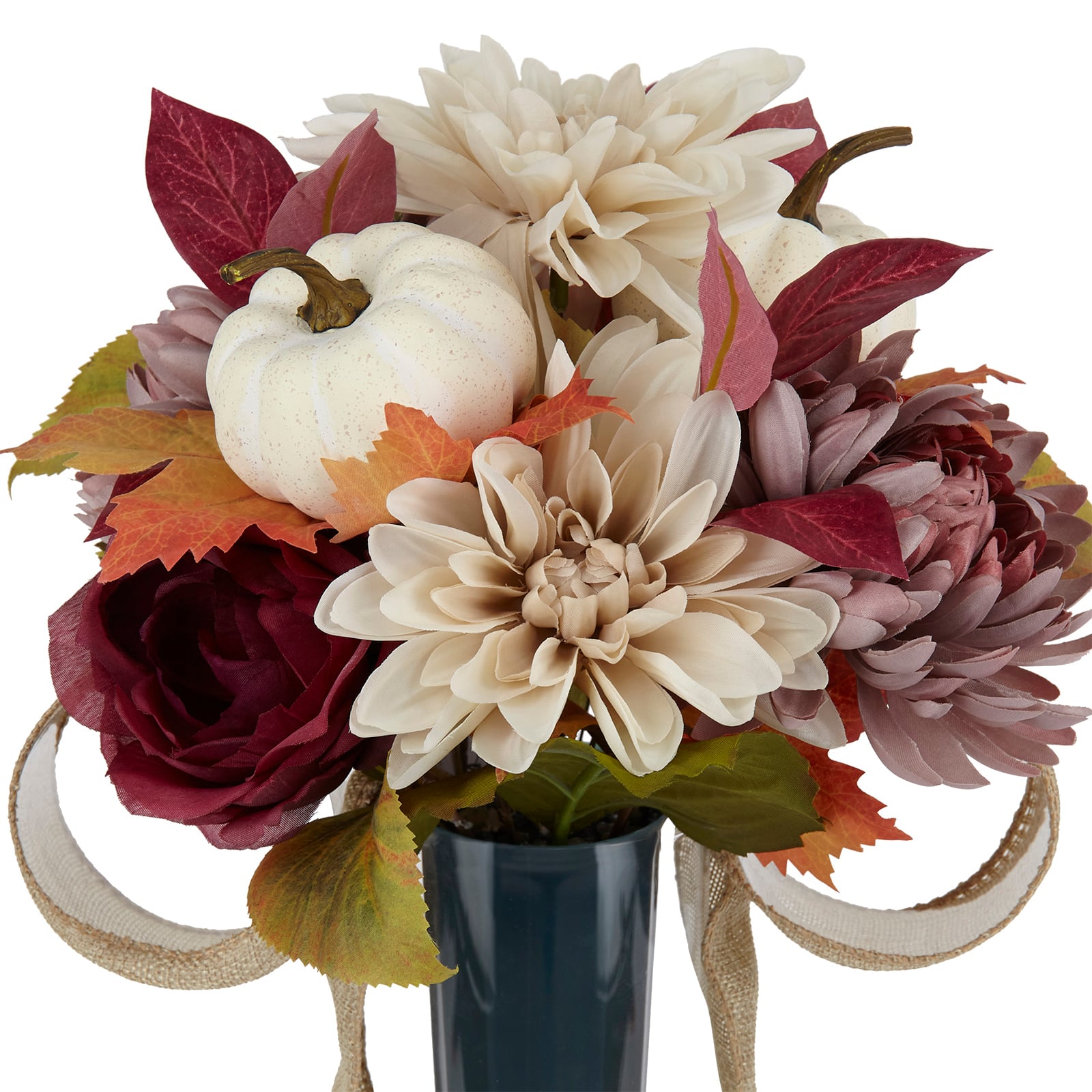 Burgundy &#x26; Cream Fall Dahlia, Pumpkin &#x26; Rose Remembrance Cone by Ashland&#xAE;