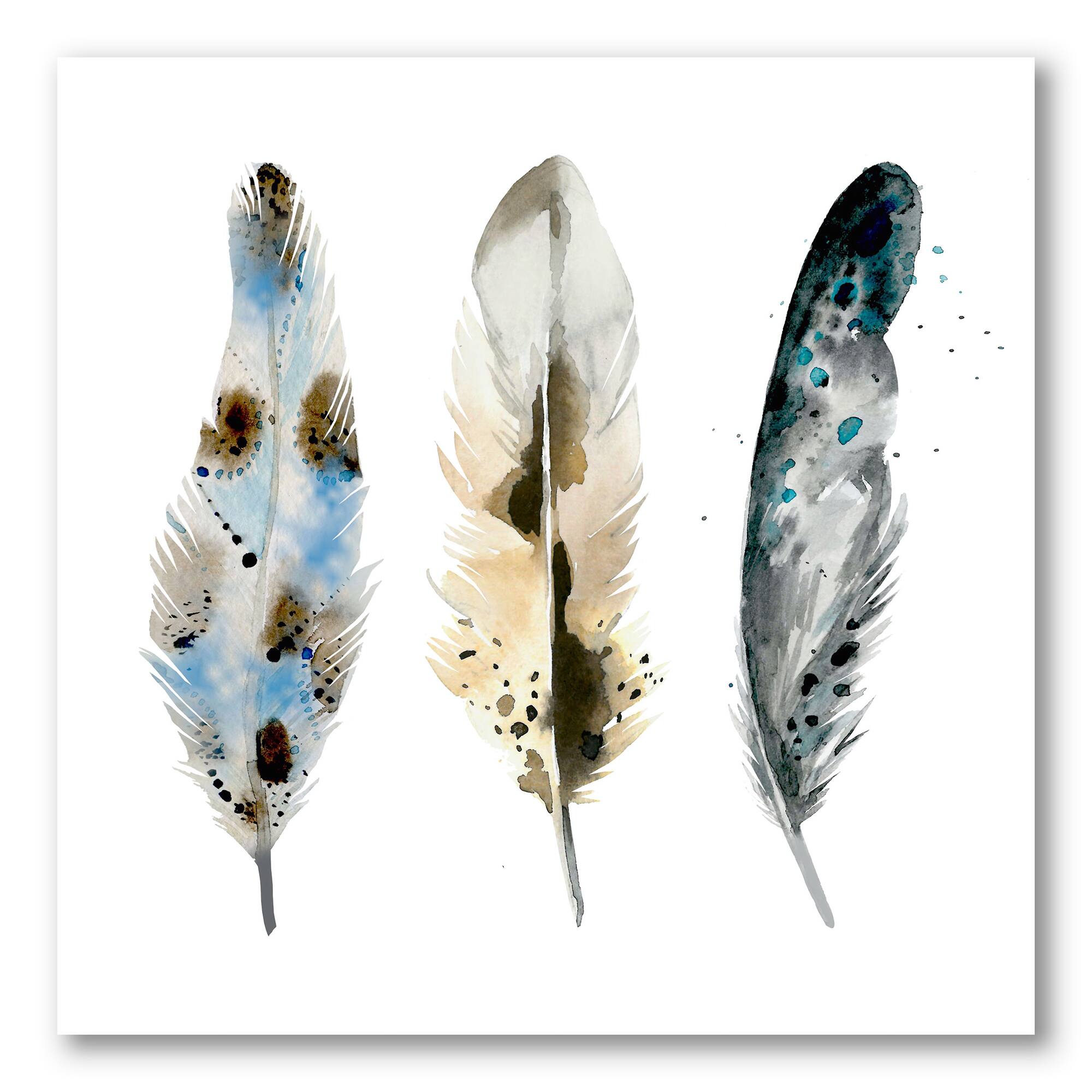 Designart - Colourful Boho Feathers V - Bohemian &#x26; Eclectic Canvas Wall Art Print
