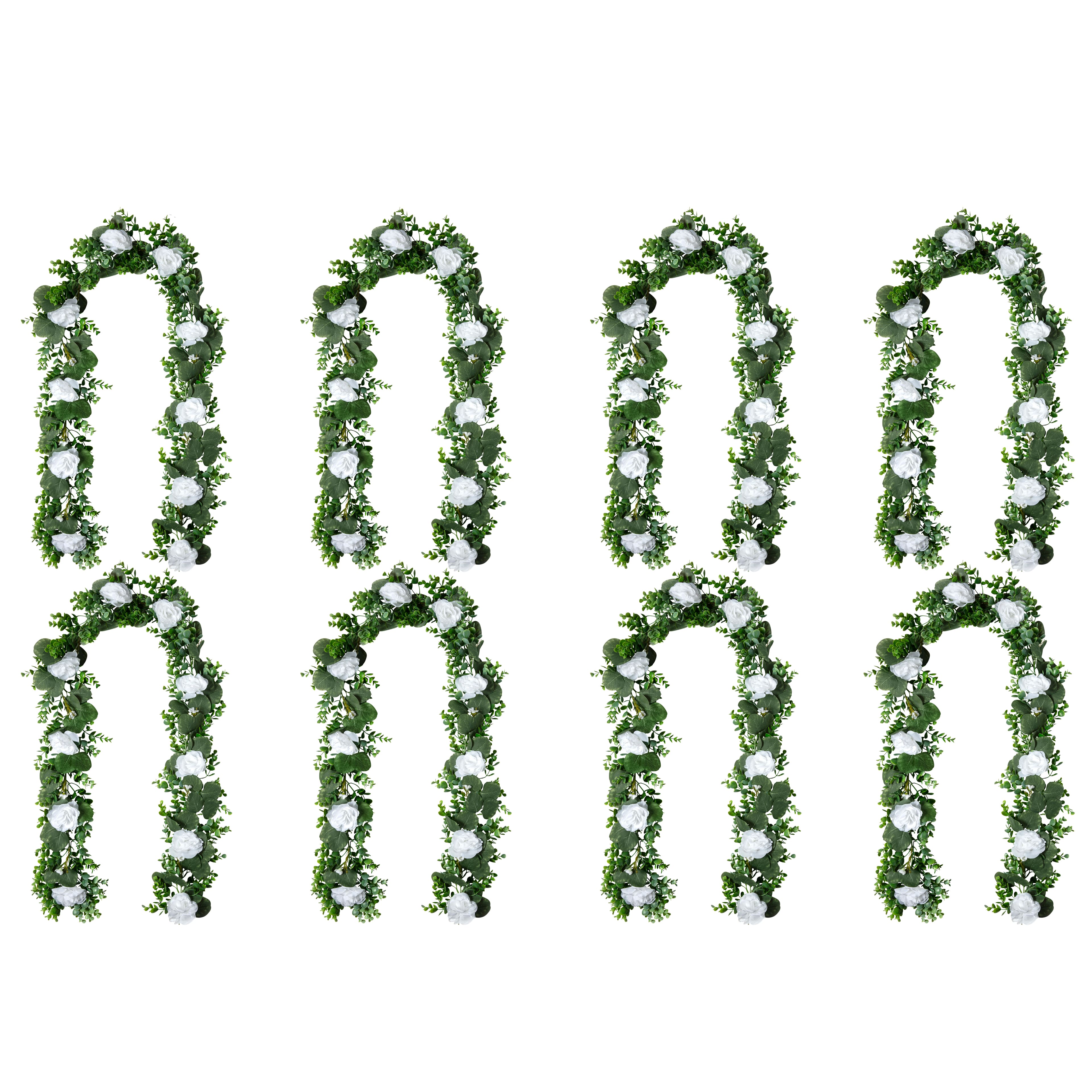 8 Pack: 6ft. White Rose Foliage Garland by Ashland&#xAE;