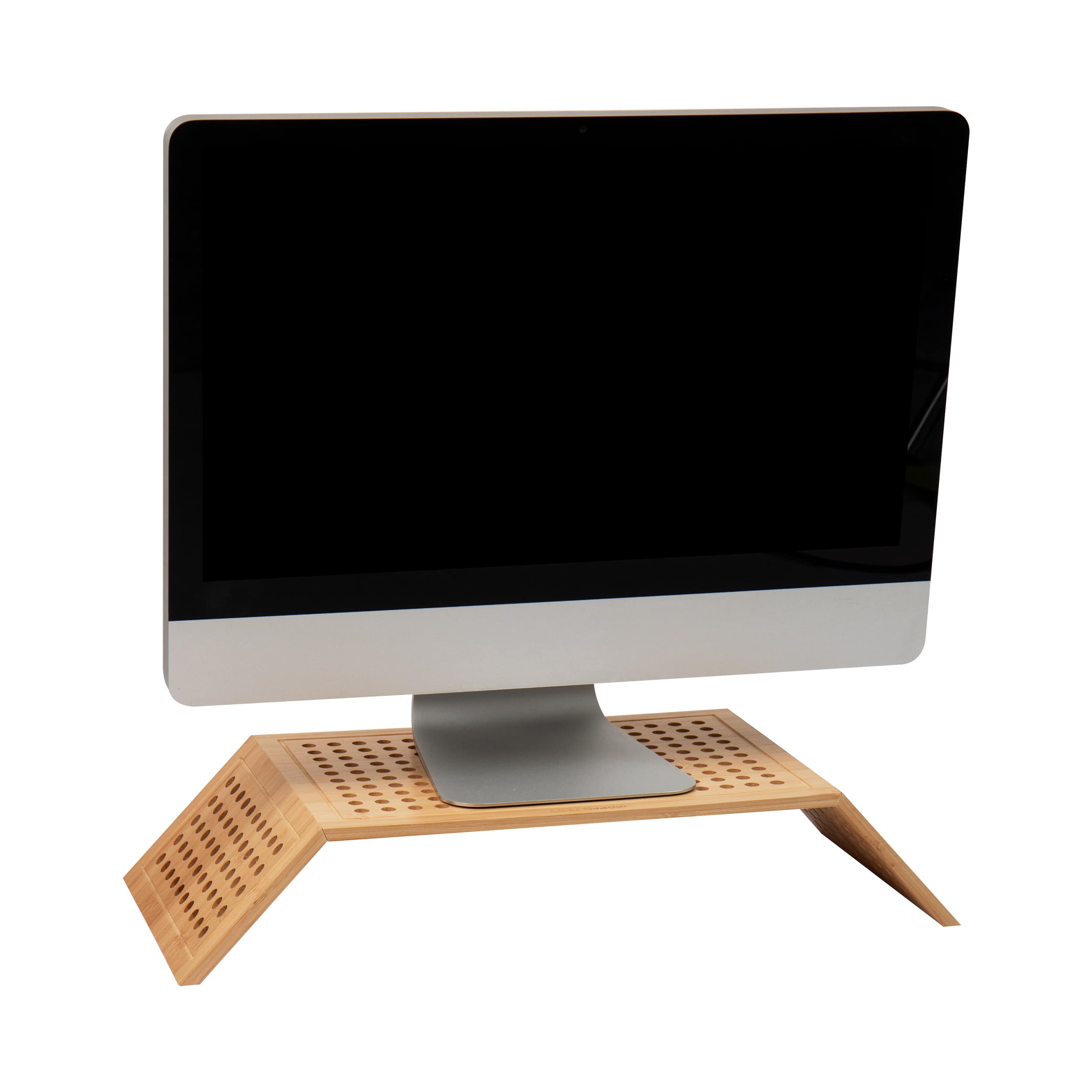 Mind Reader Lattice Collection Brown Rayon from Bamboo Foldable Monitor Stand