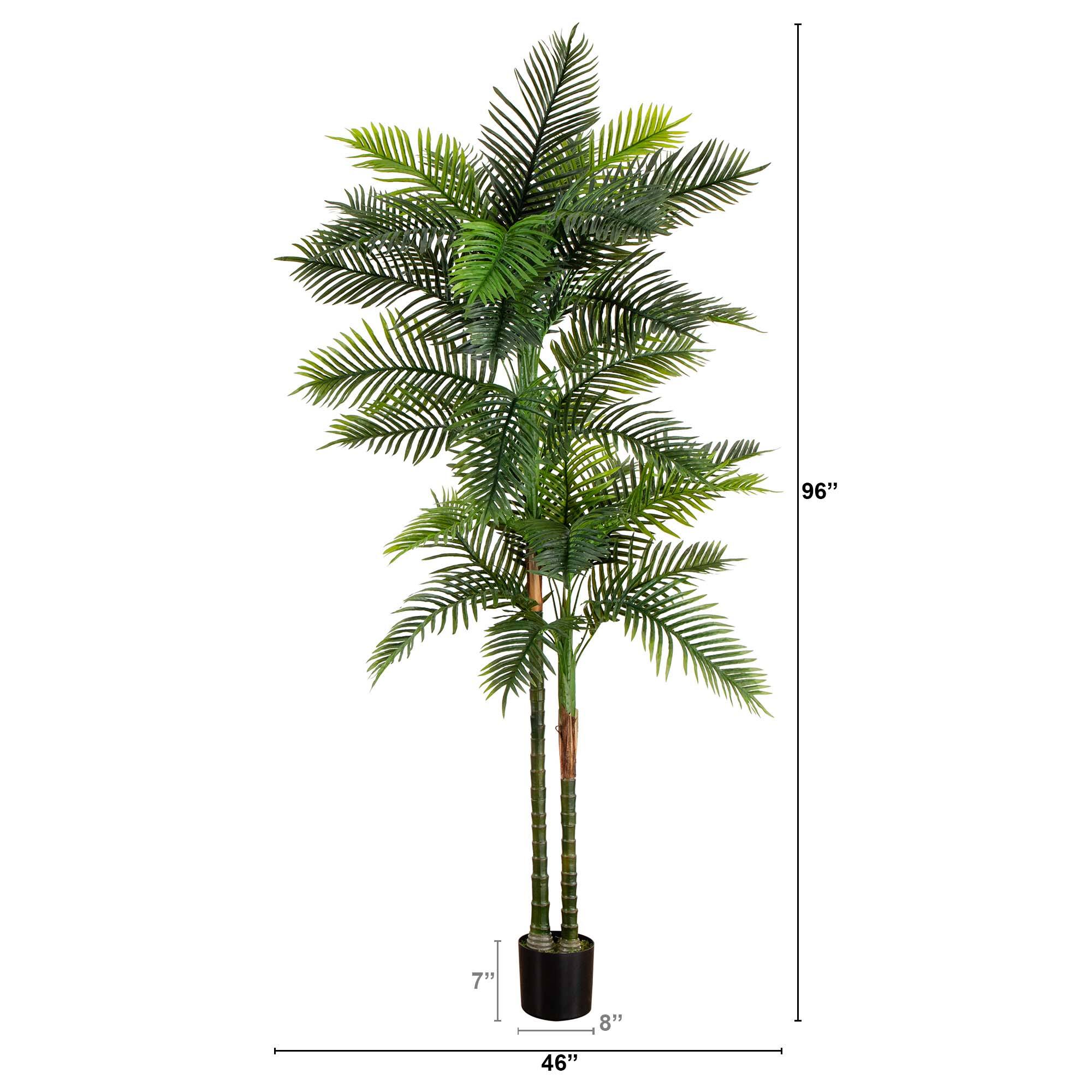 8ft. Potted Green UV Resistant Artificial Double Robellini Palm Tree
