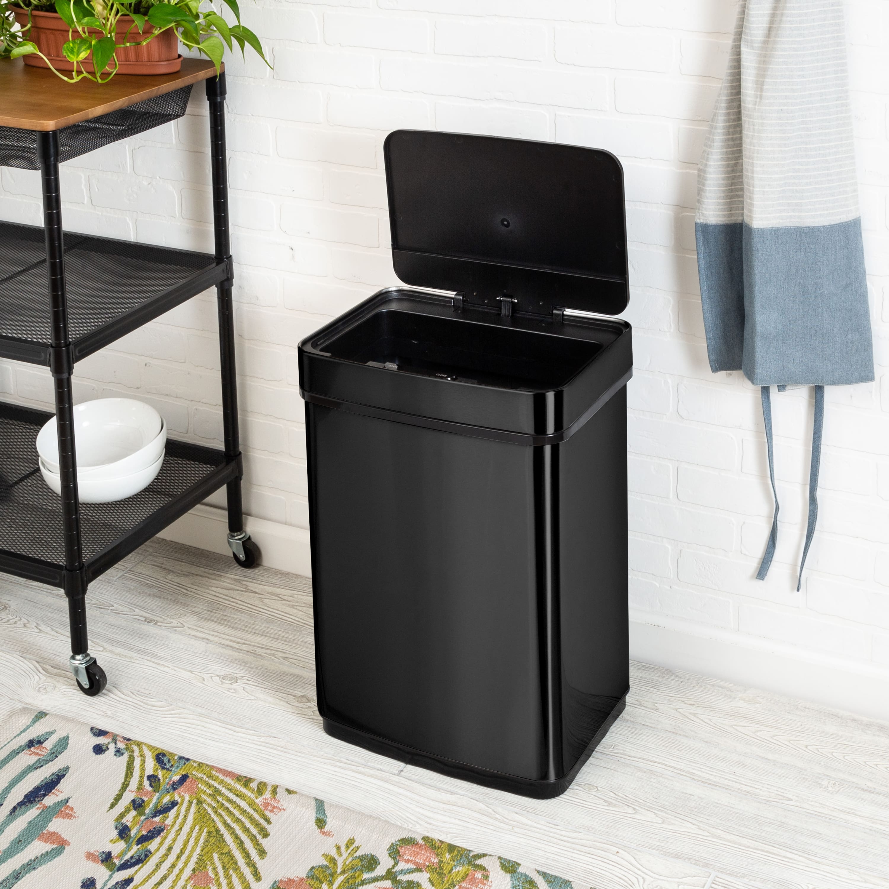 Honey Can Do 50L Black Stainless Steel Trash Can w/ Motion Sensor