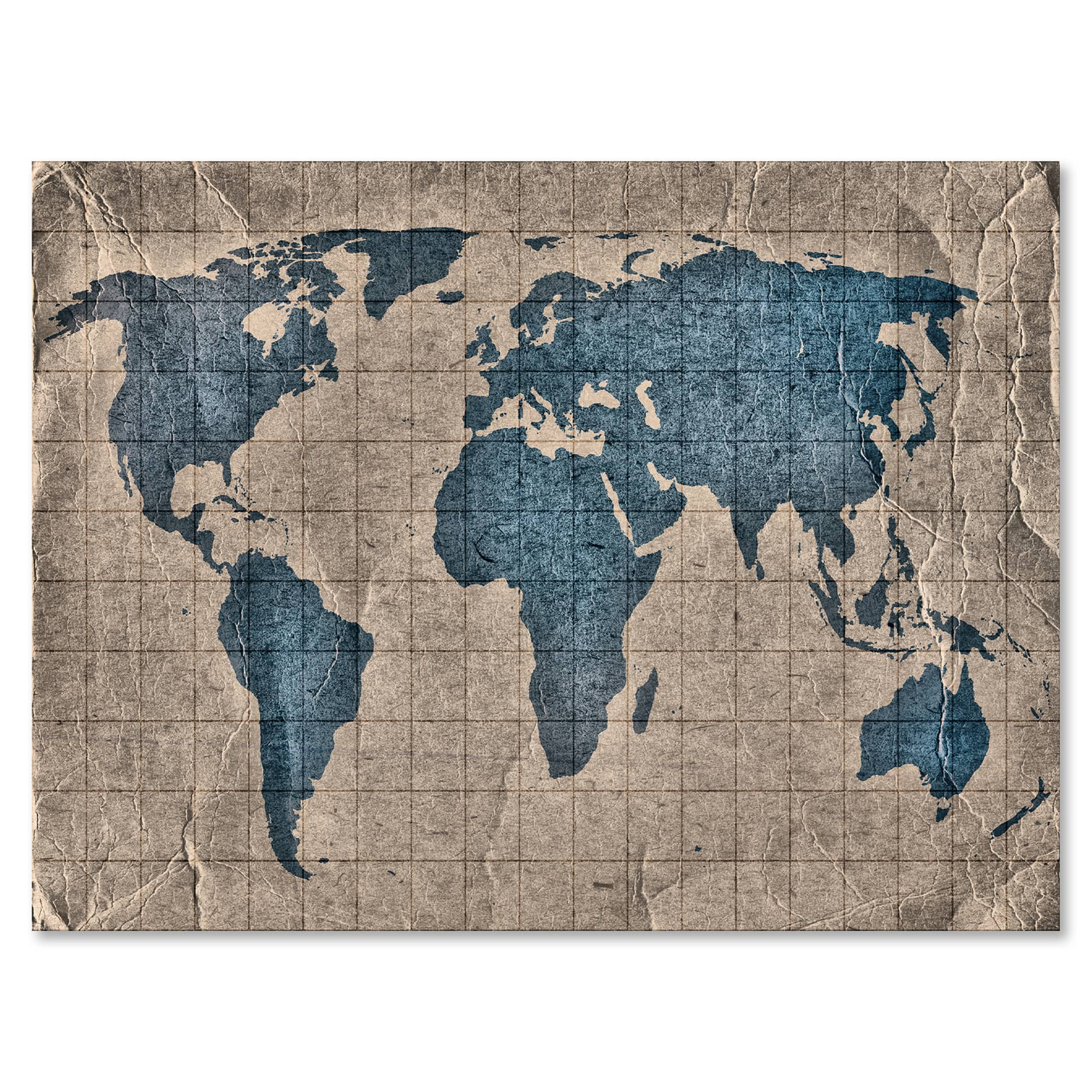 Designart - Ancient Map of The World I - Rustic Canvas Wall Art Print