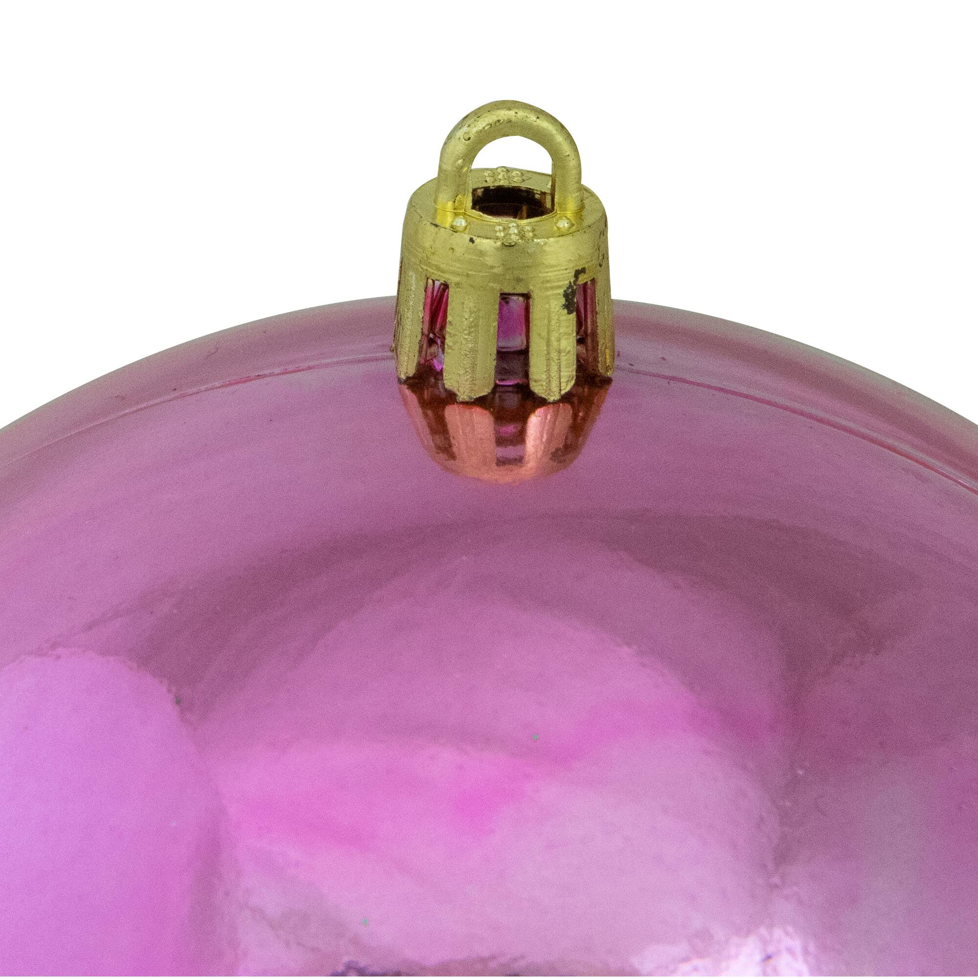 12ct. 4" Pink Shiny Shatterproof Christmas Ball Ornaments