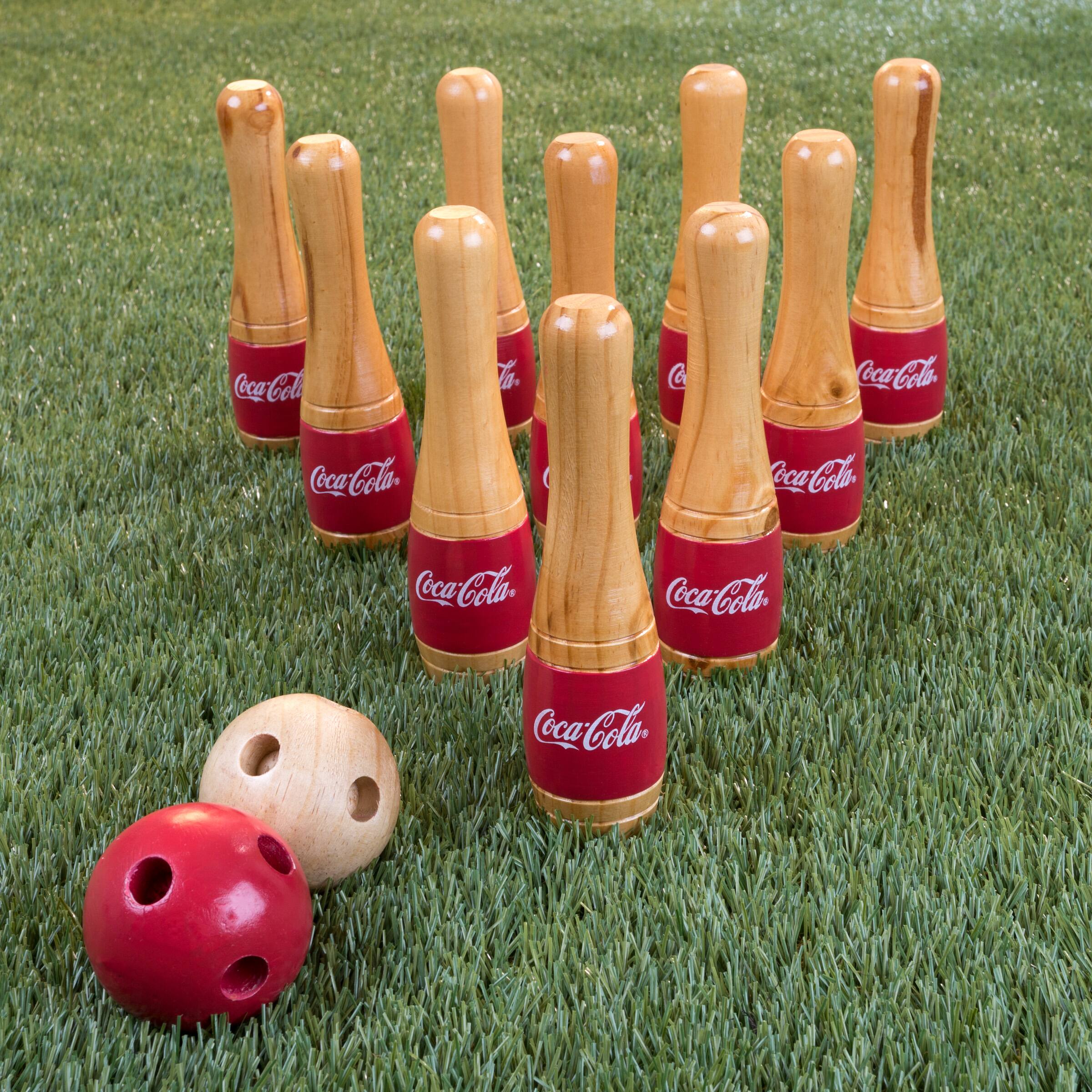 Toy Time Coca-Cola Indoor &#x26; Outdoor Wooden Bowling Set