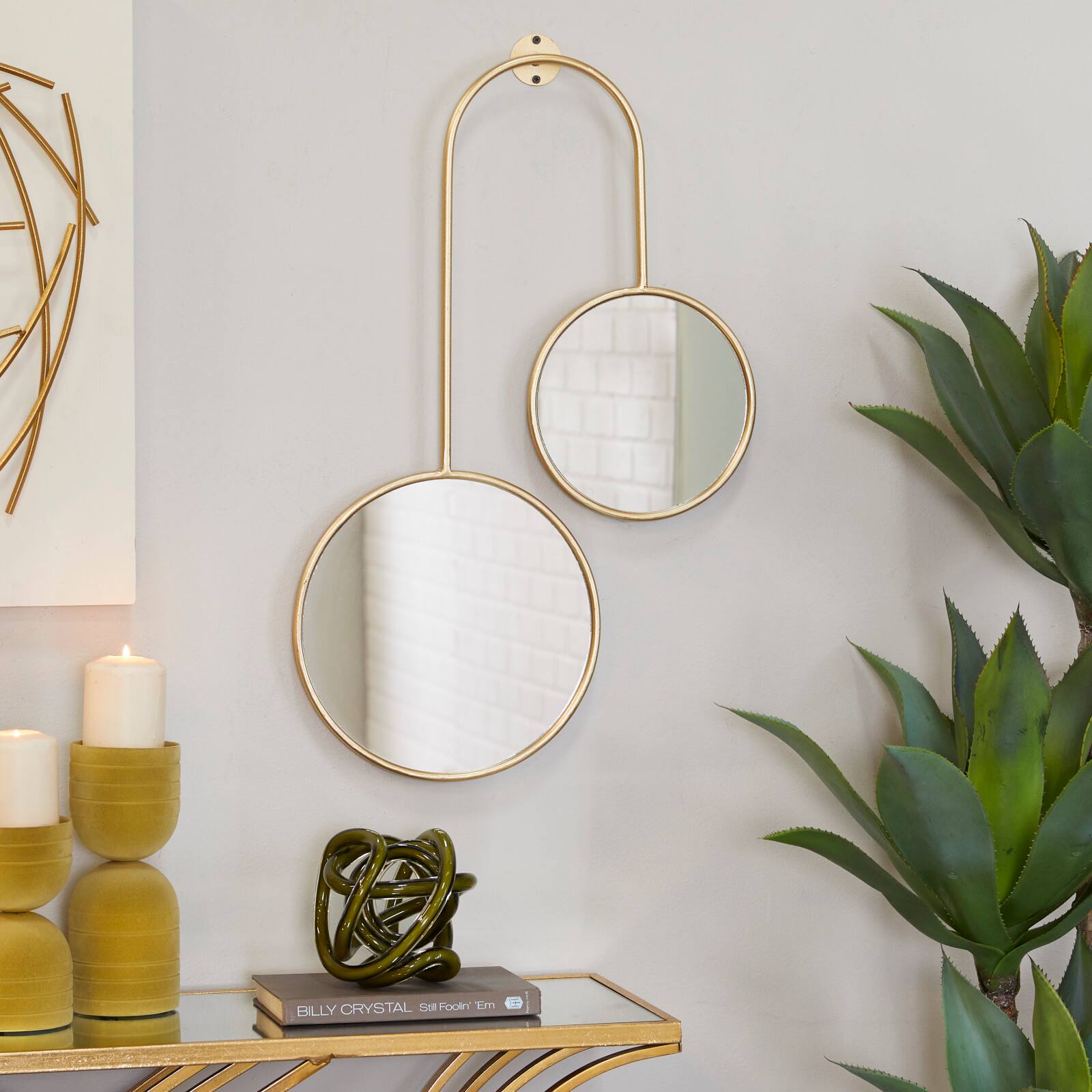 Gold Metal Modern Wall Mirror, Set of 28" x 18" x 1"
