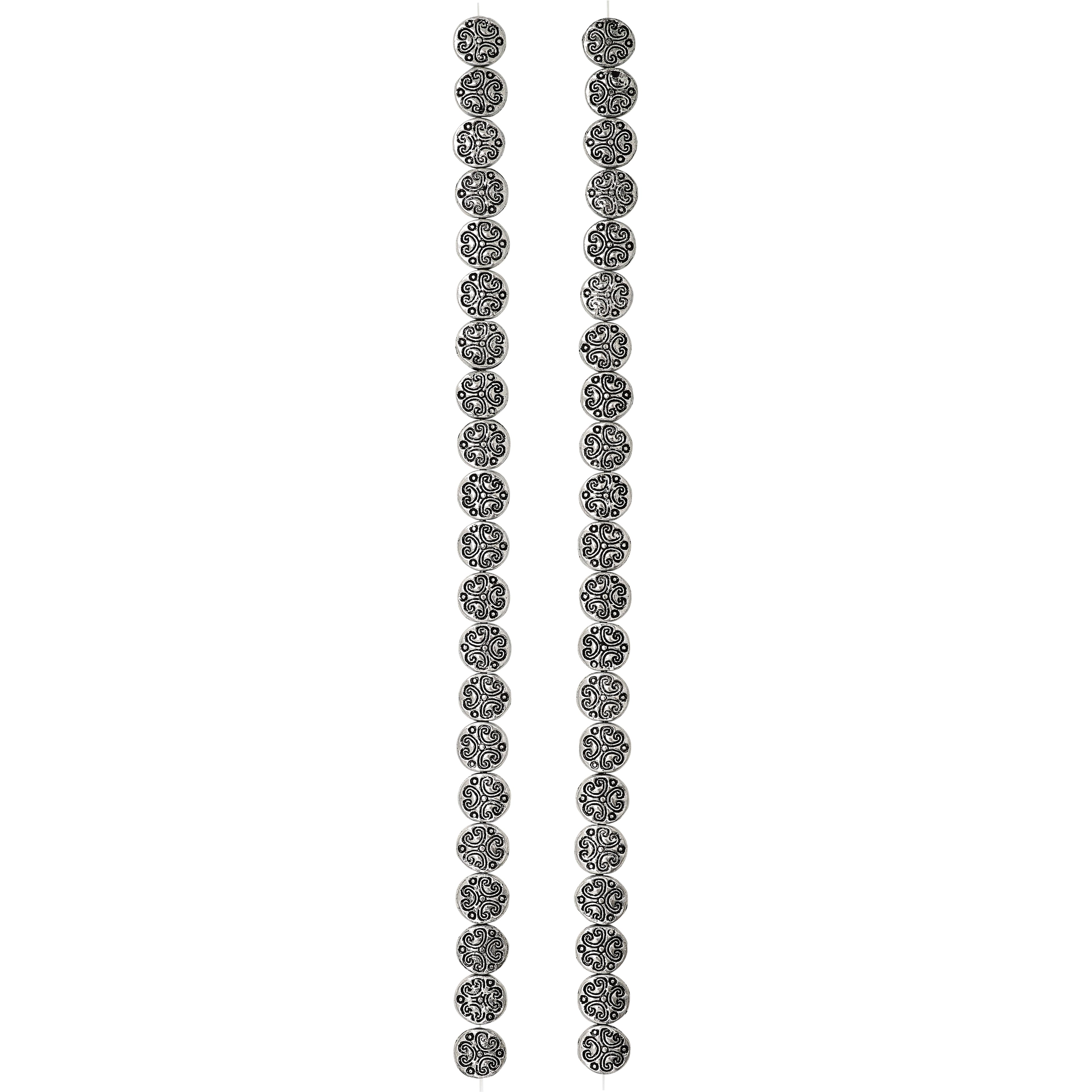 Silver Plated Lentil Beads, 6mm by Bead Landing&#x2122;