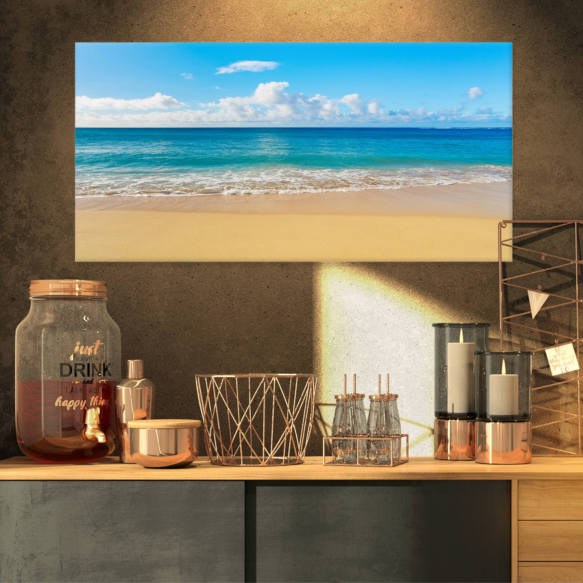 Designart - Calm Beach and Tropical Sea - Photography Canvas Art Print