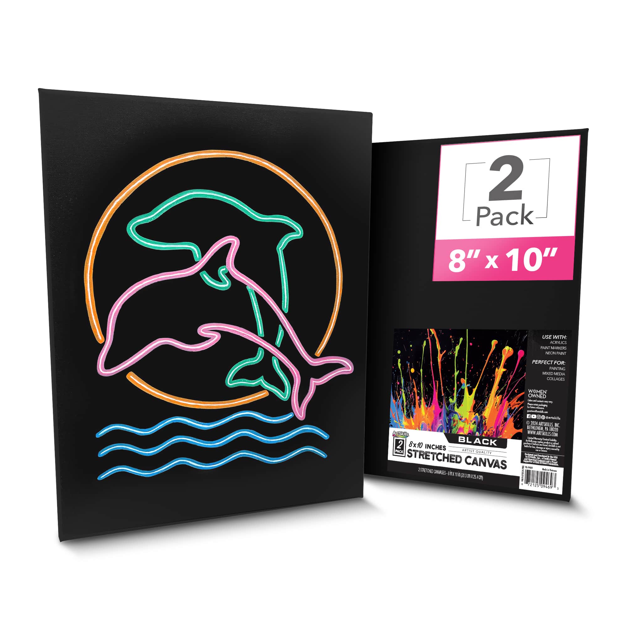 ArtSkills&#xAE; 2 Pack Black Stretched Canvases
