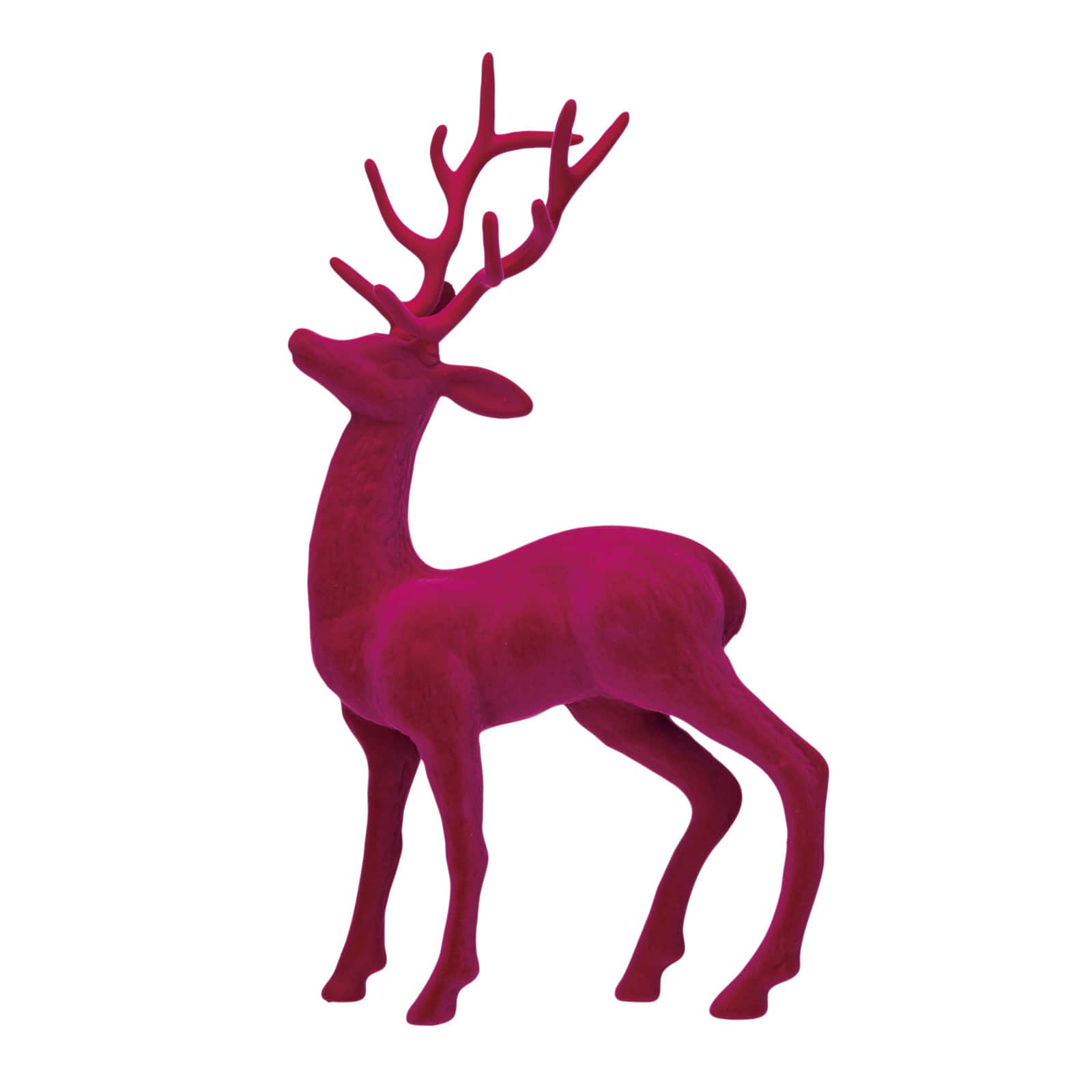 Hello Honey&#xAE; 13&#x22; Pink Flocked Plastic Standing Reindeer D&#xE9;cor
