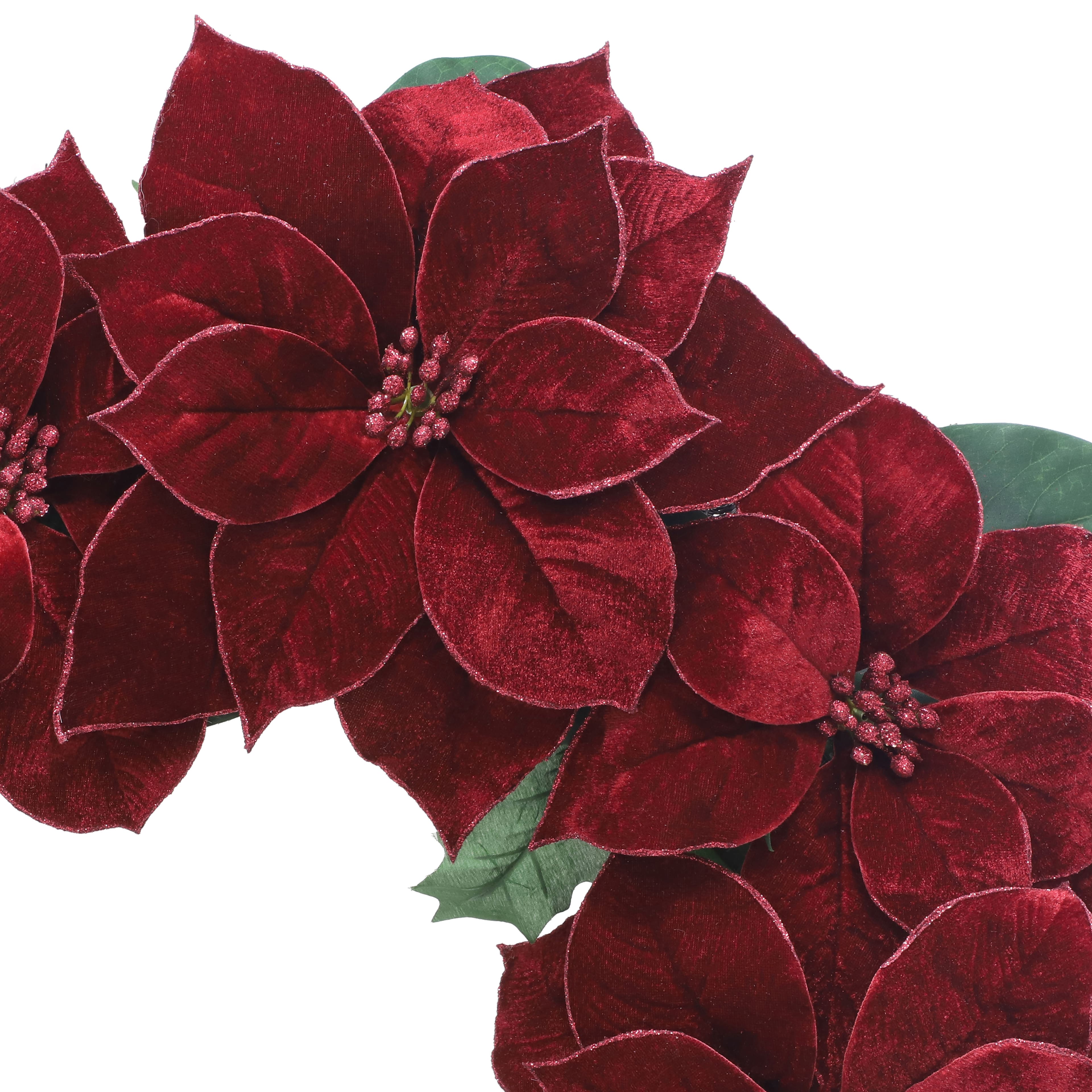 26&#x22; Dark Red Poinsettia Wreath by Ashland&#xAE;