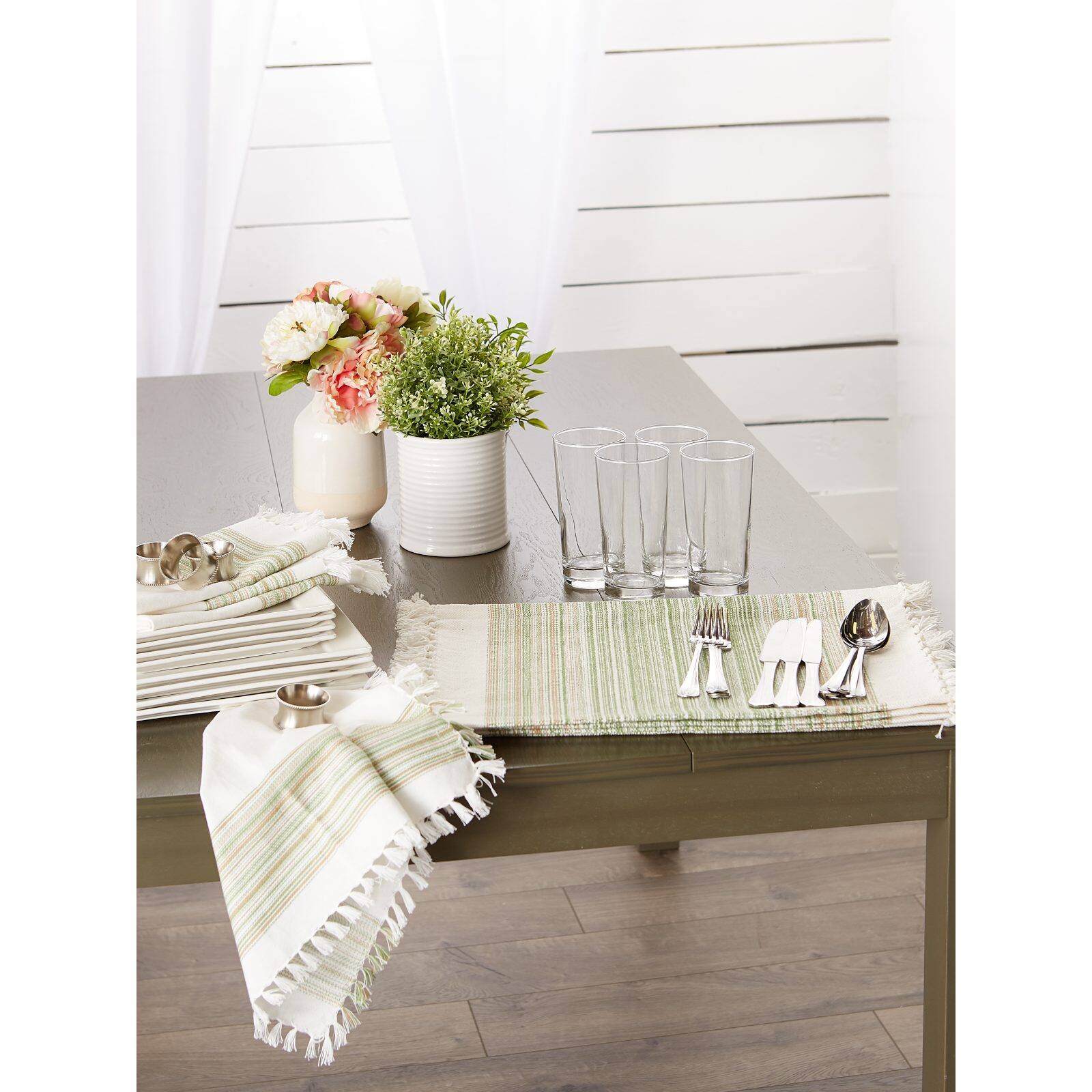 DII&#xAE; 13&#x22; x 20&#x22; Fringed Striped Tabletoppers, 6ct.