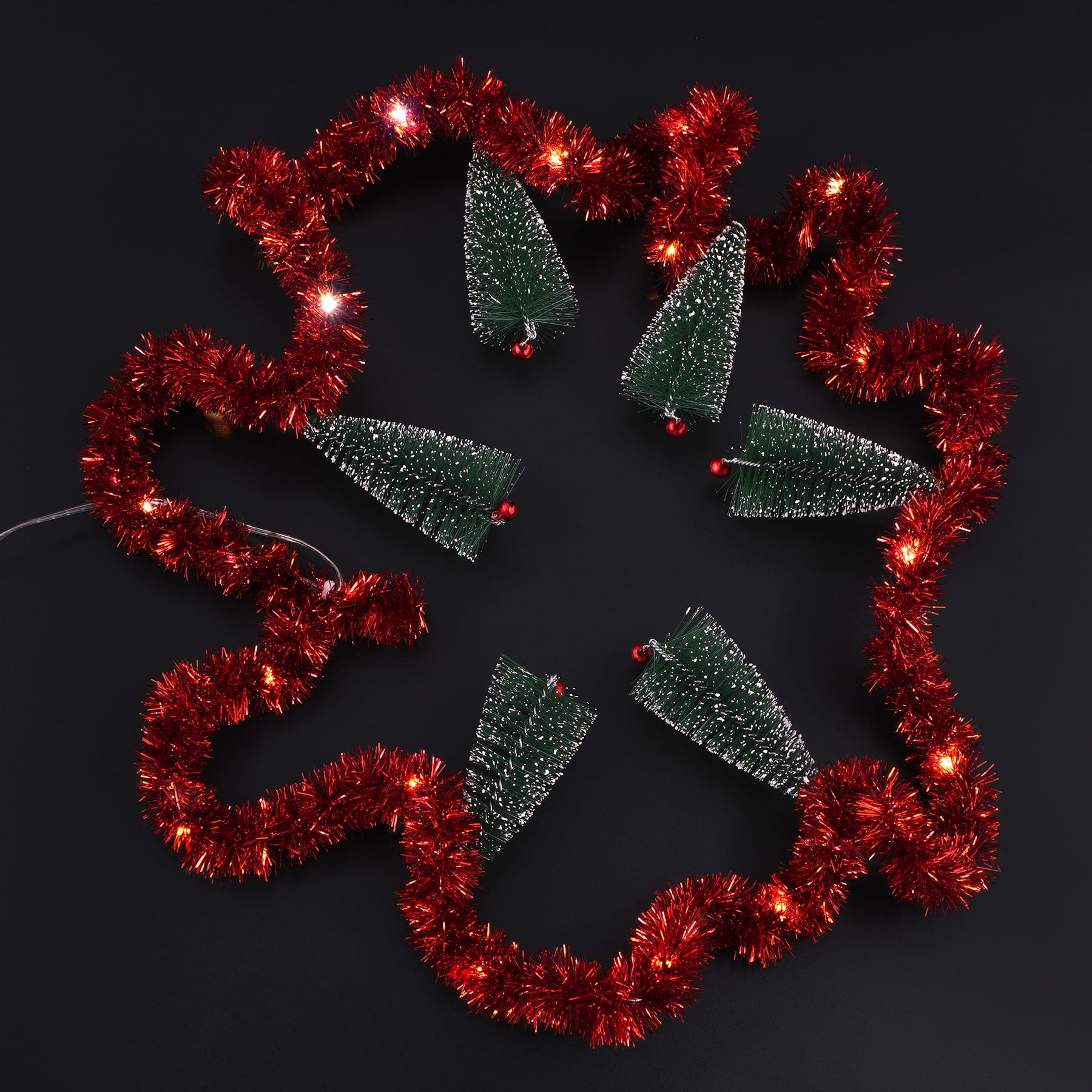 6ft. Green Trees &#x26; Red Tinsel LED String Lights by Ashland&#xAE;