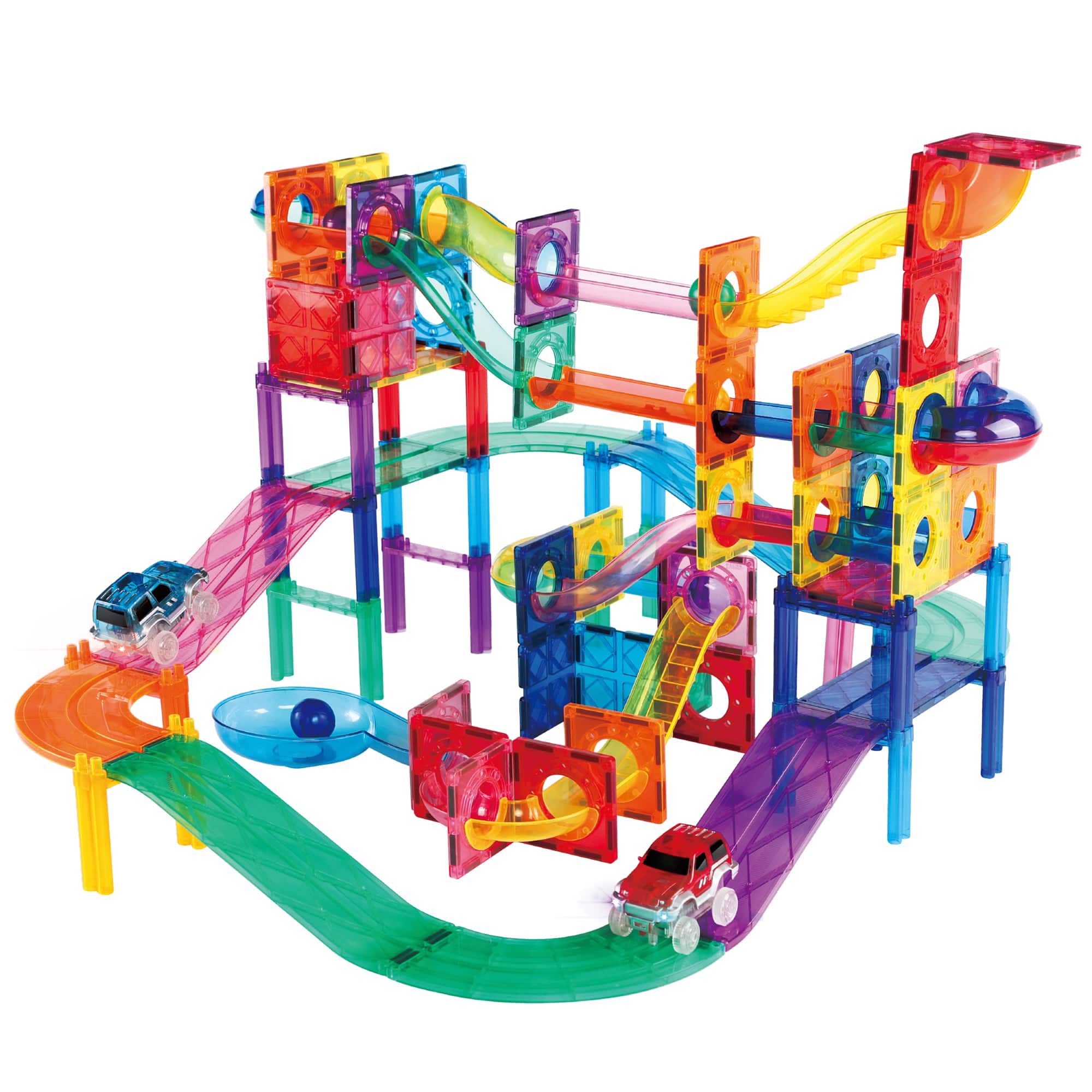 PicassoTiles&#xAE; 2-in-1 Magnetic Marble Run Set &#x26; Racing Track Set