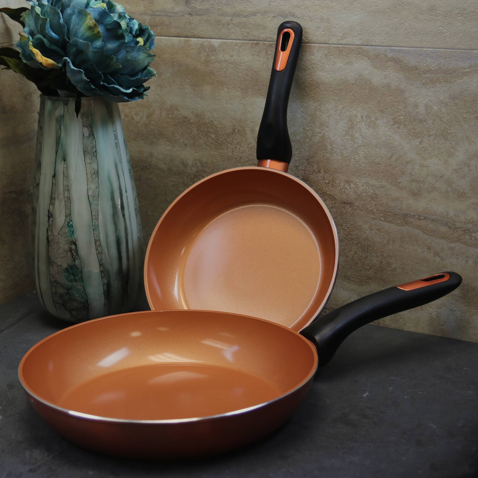 Gibson Home® Hummington 2-Piece Metallic Copper Aluminum Frying Pan Set