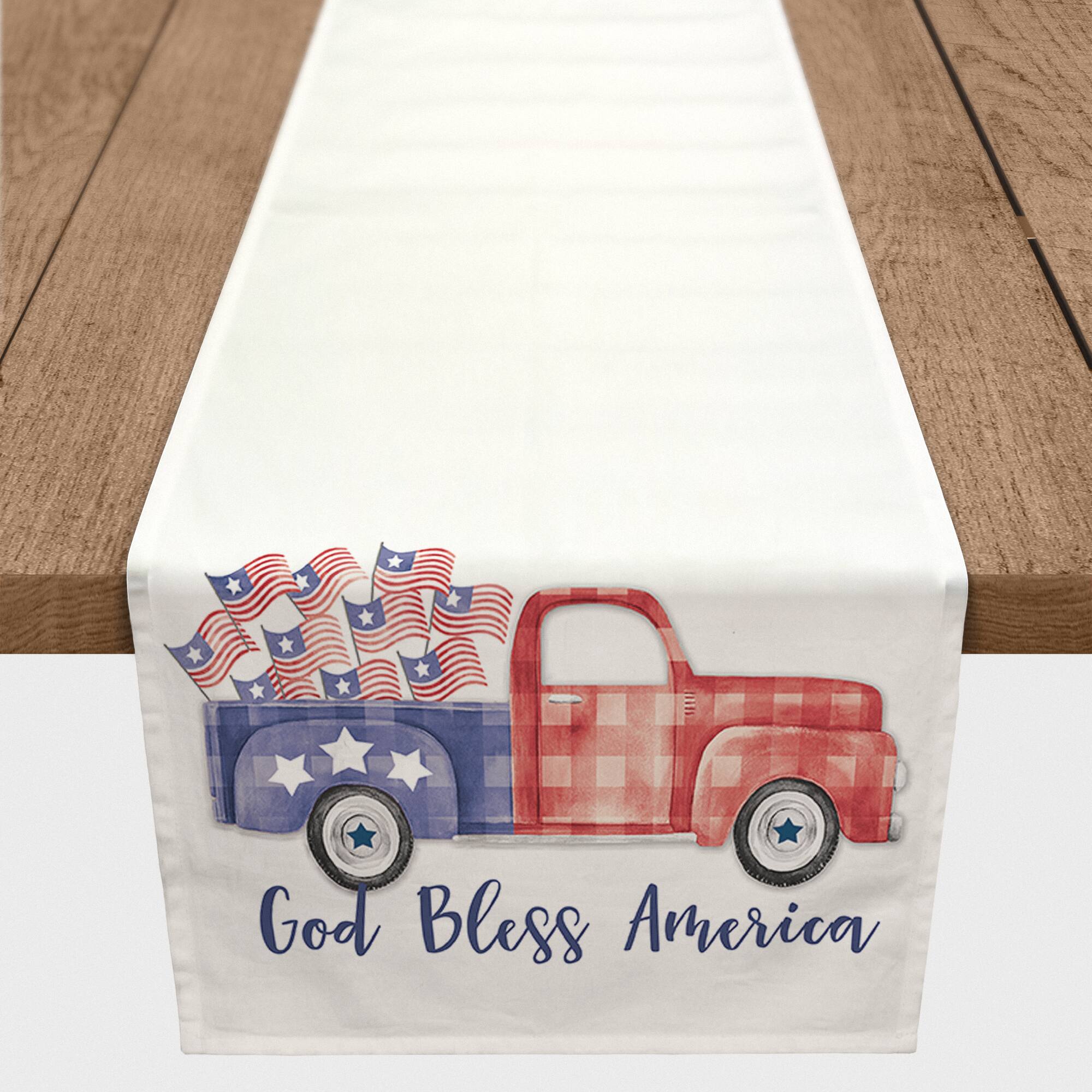 Plaid Truck Outdoor Table Runner