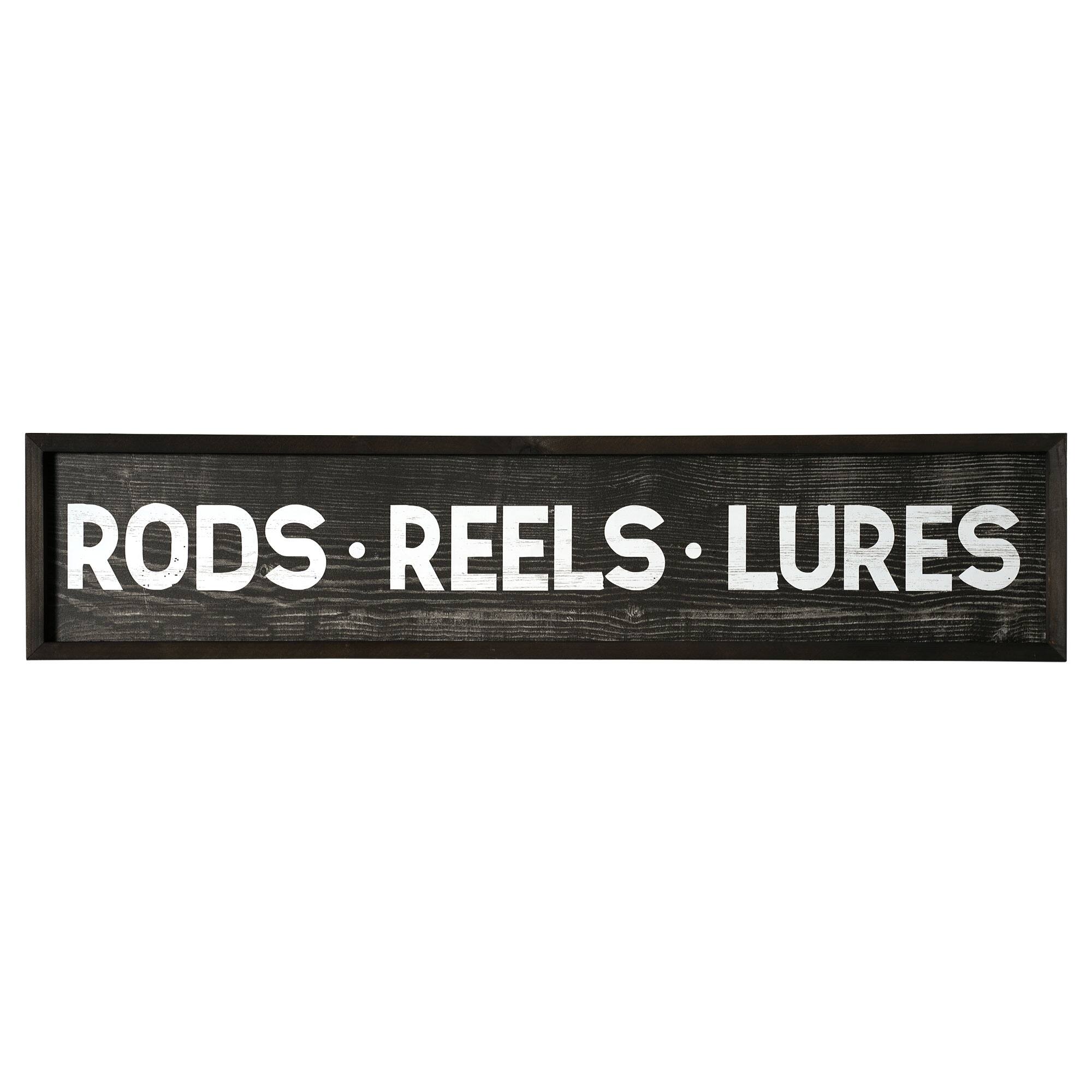 36&#x22; Rods, Reels, Lures Wood Novelty Wall Sign