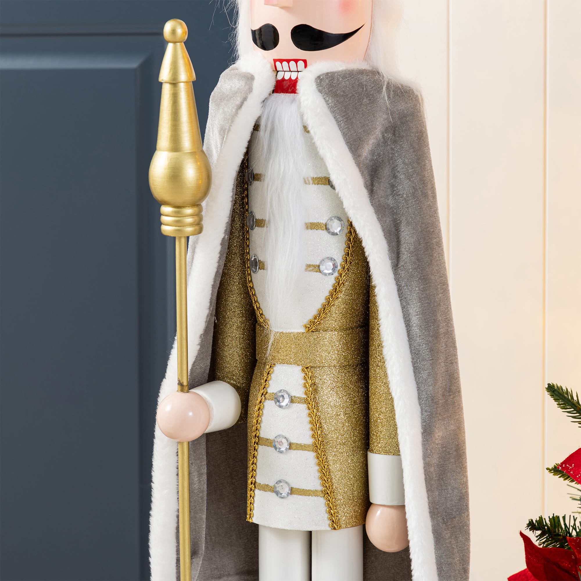 Glitzhome&#xAE; 42&#x22;H Wooden Christmas Gold Dressed King Nutcracker