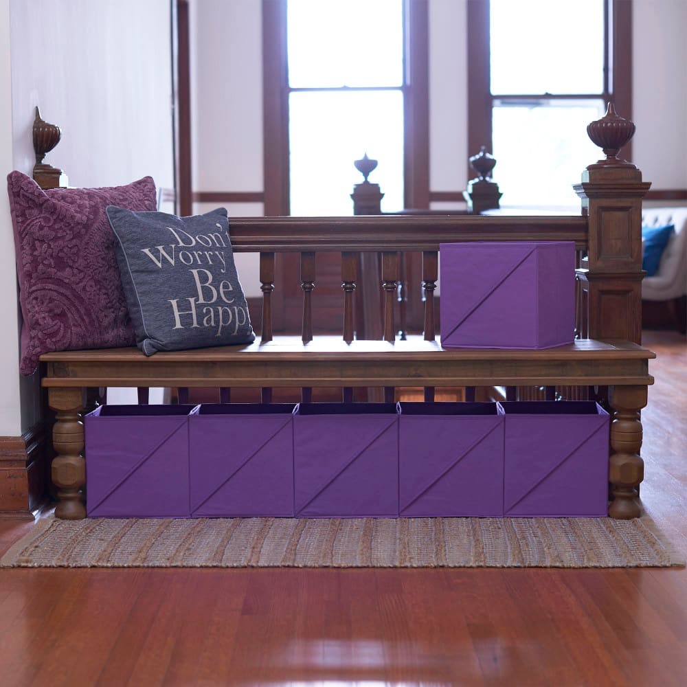 Household Essentials 11&#x22; Purple Storage Cubes with Diagonal Lip Handles, 6ct.