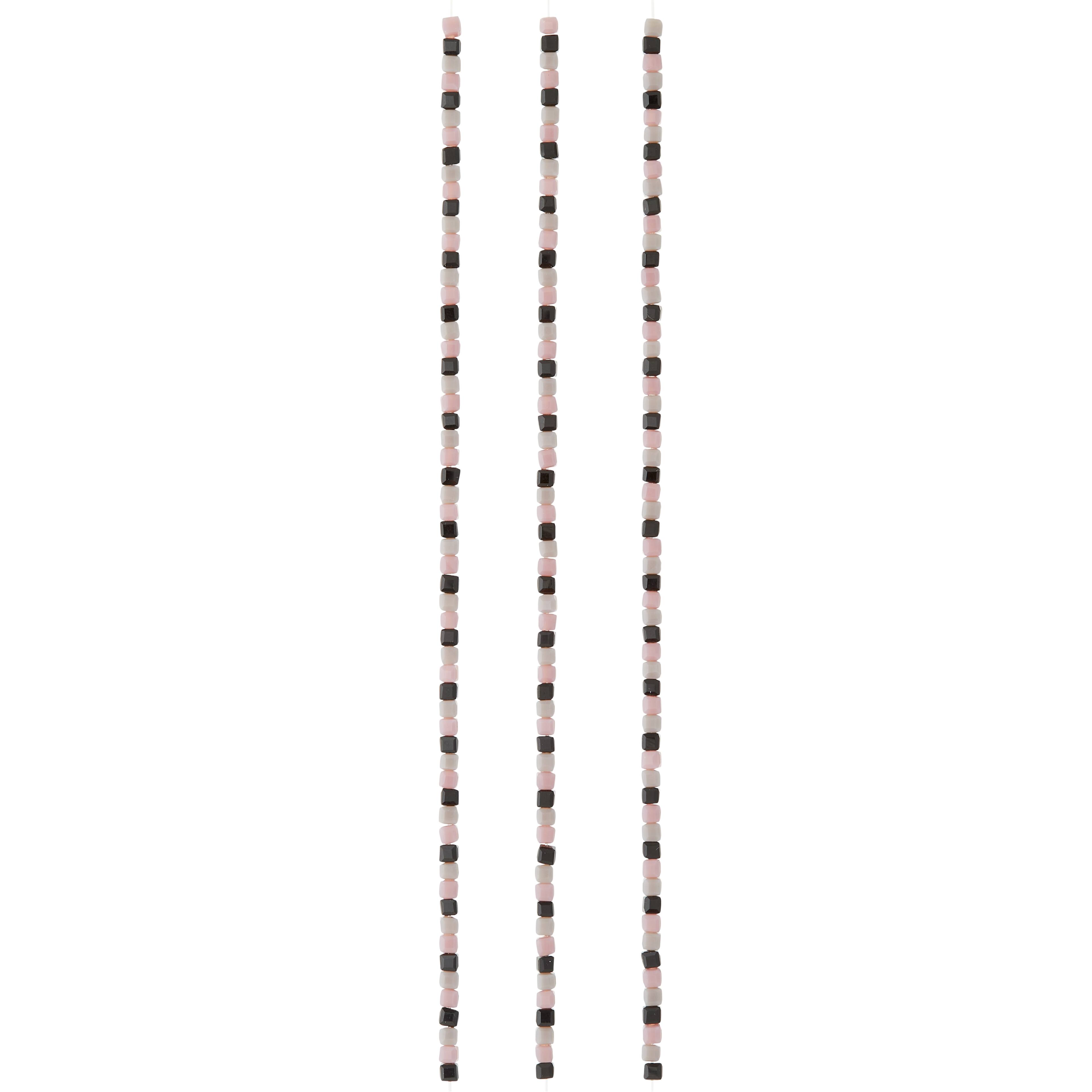 12 Pack: Multicolor Glass Cube Bead Strings, 3mm by Bead Landing™