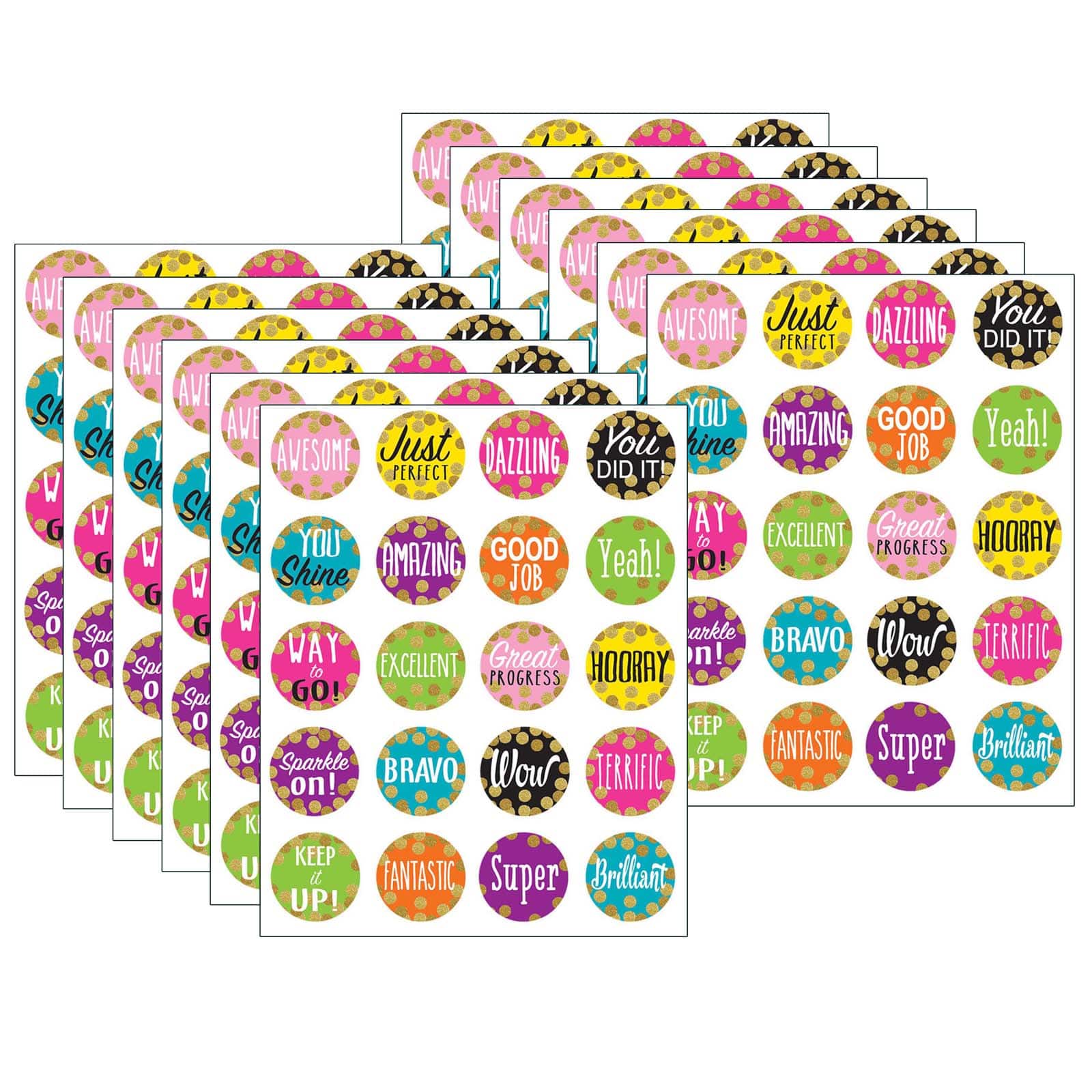 Teacher Created Resources Confetti Stickers, 12 Packs of 120