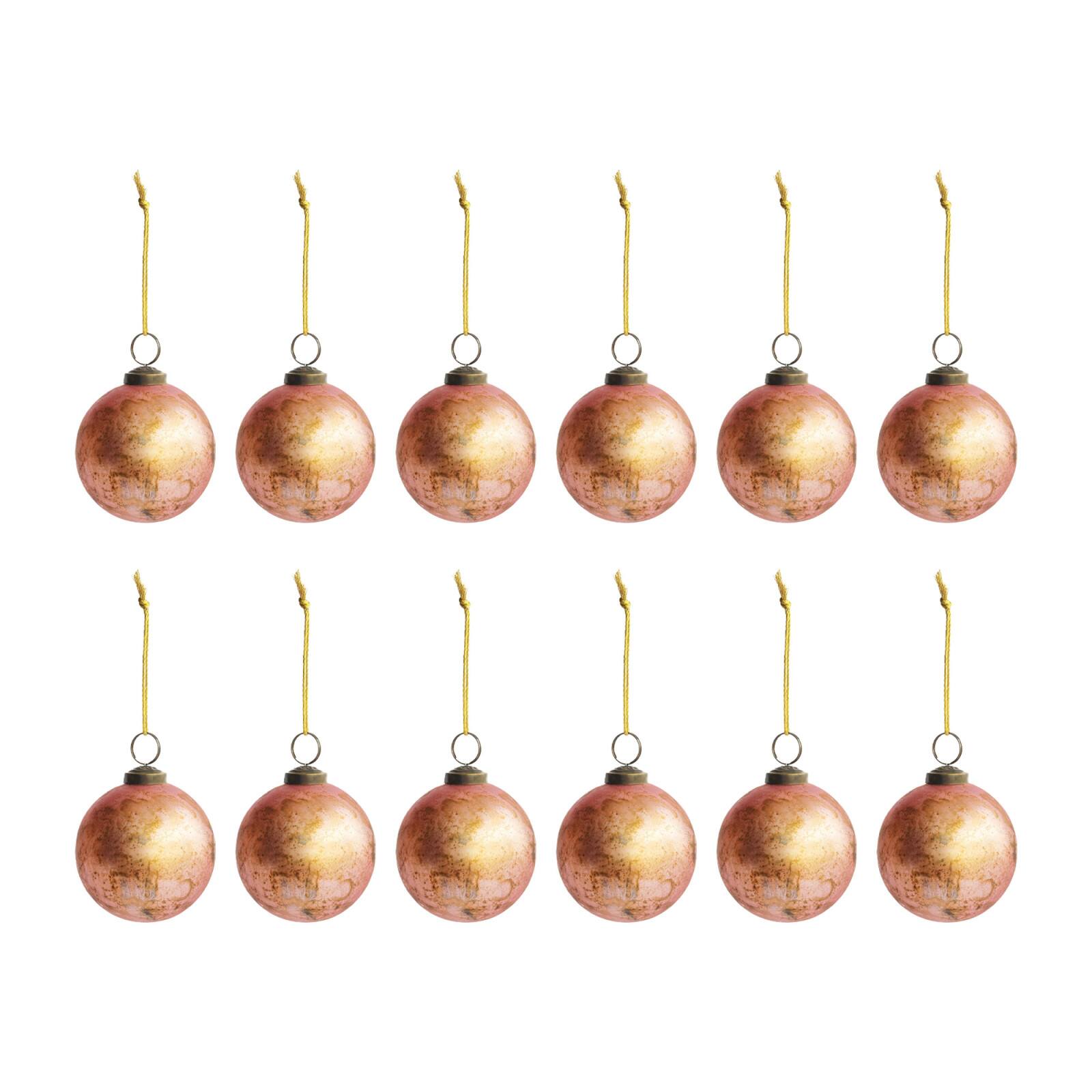 Hello Honey® 12 Pack 4" Distressed Pink Glass Ball Ornaments