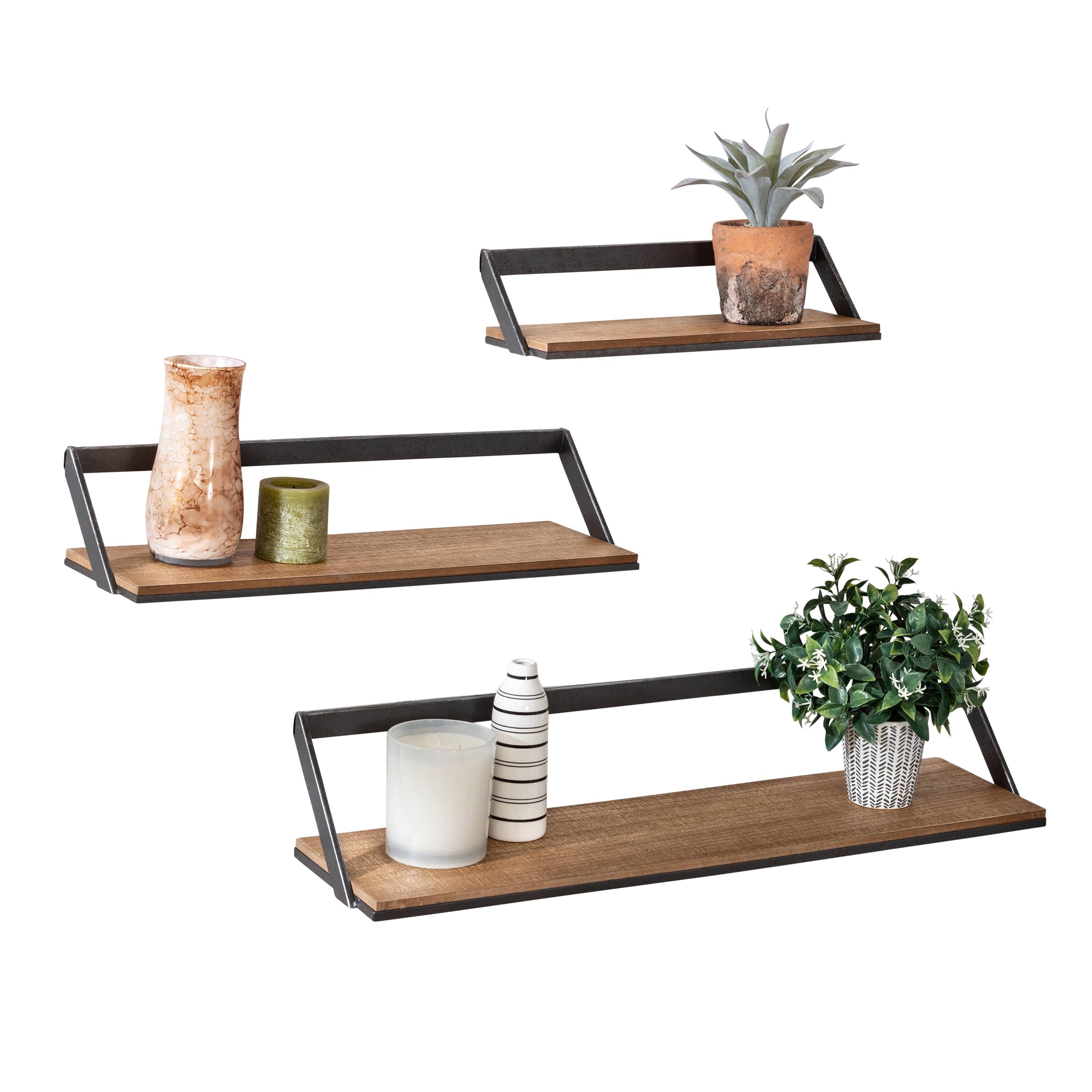 Honey Can Do Floating Decorative Metal & Wood Wall Shelves, 3ct.