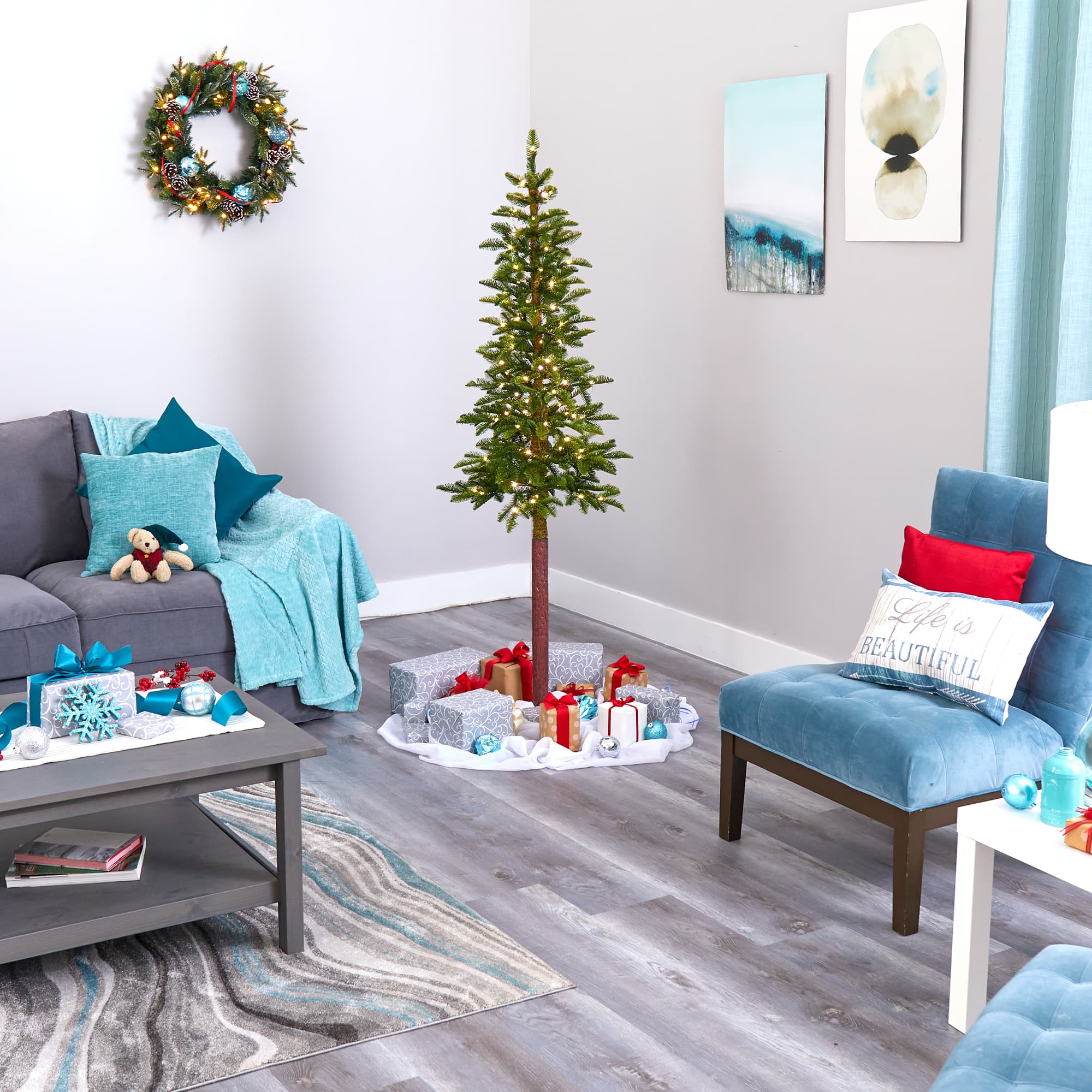 6ft. Pre-Lit Alaskan Alpine Artificial Christmas Tree, Clear LED Lights