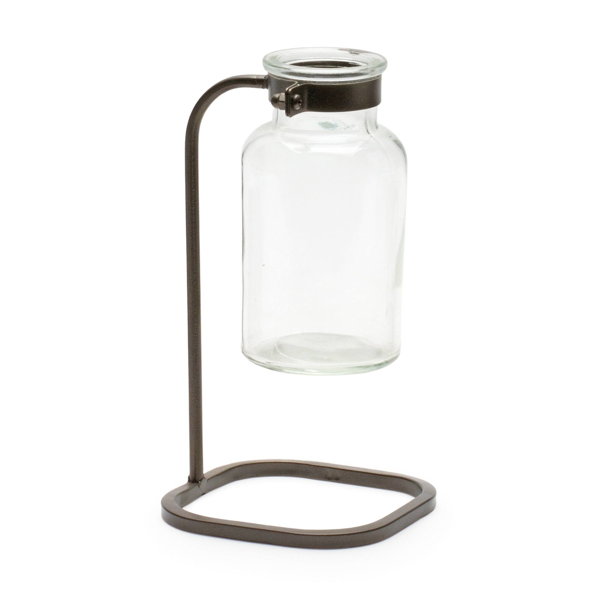 7.5" Bottle Vase in Iron Stand, 4ct.