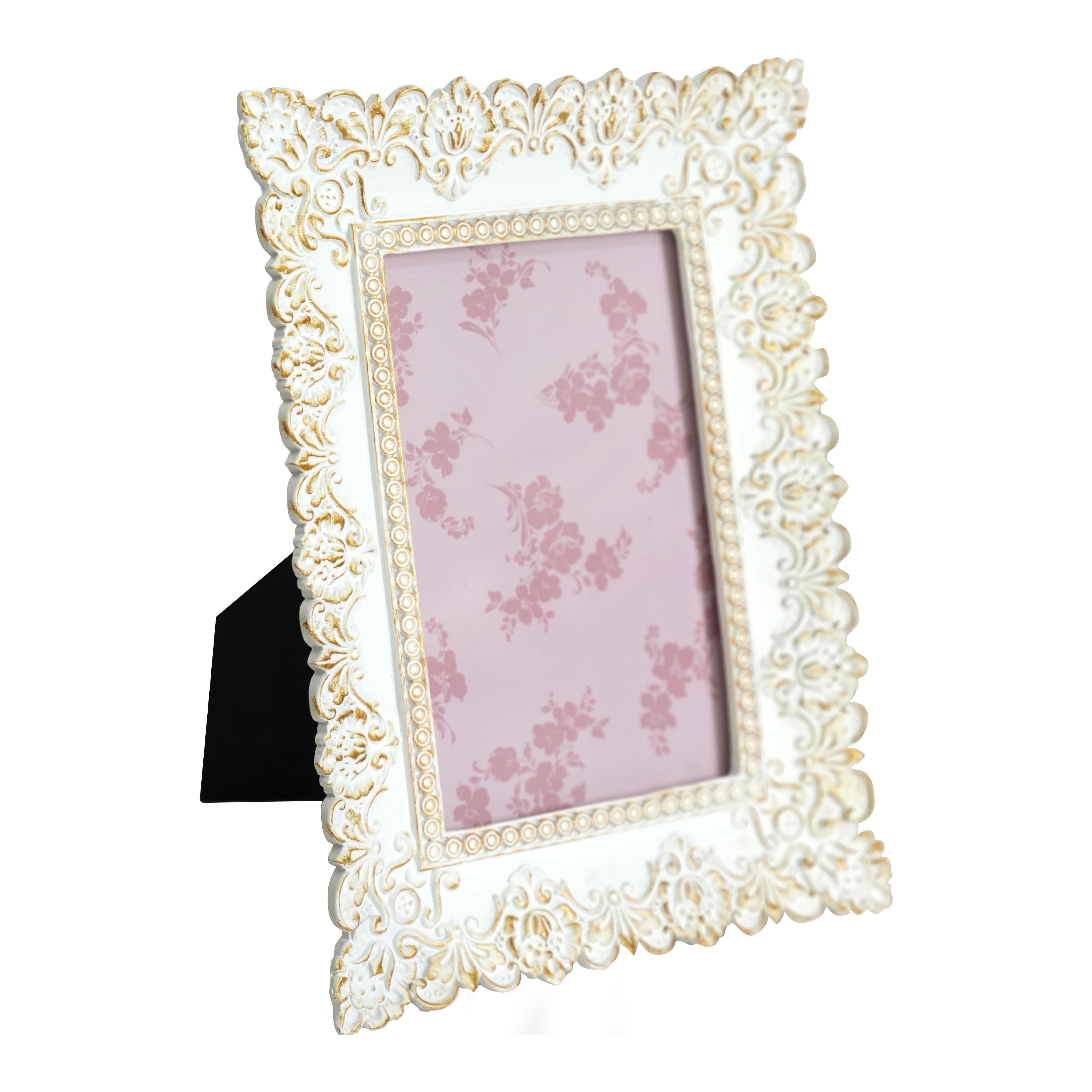 Just Jane 4&#x22; x 6&#x22; White &#x26; Gold Lace Frame by Studio D&#xE9;cor&#xAE;