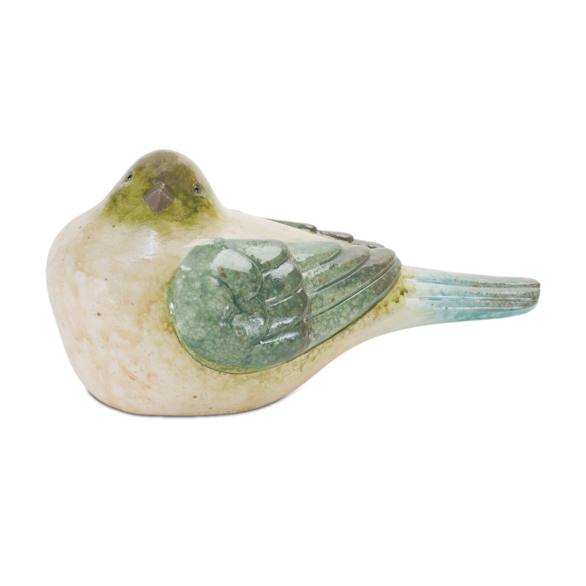 7.5&#x22; Green Cottage Bird Figurine Set