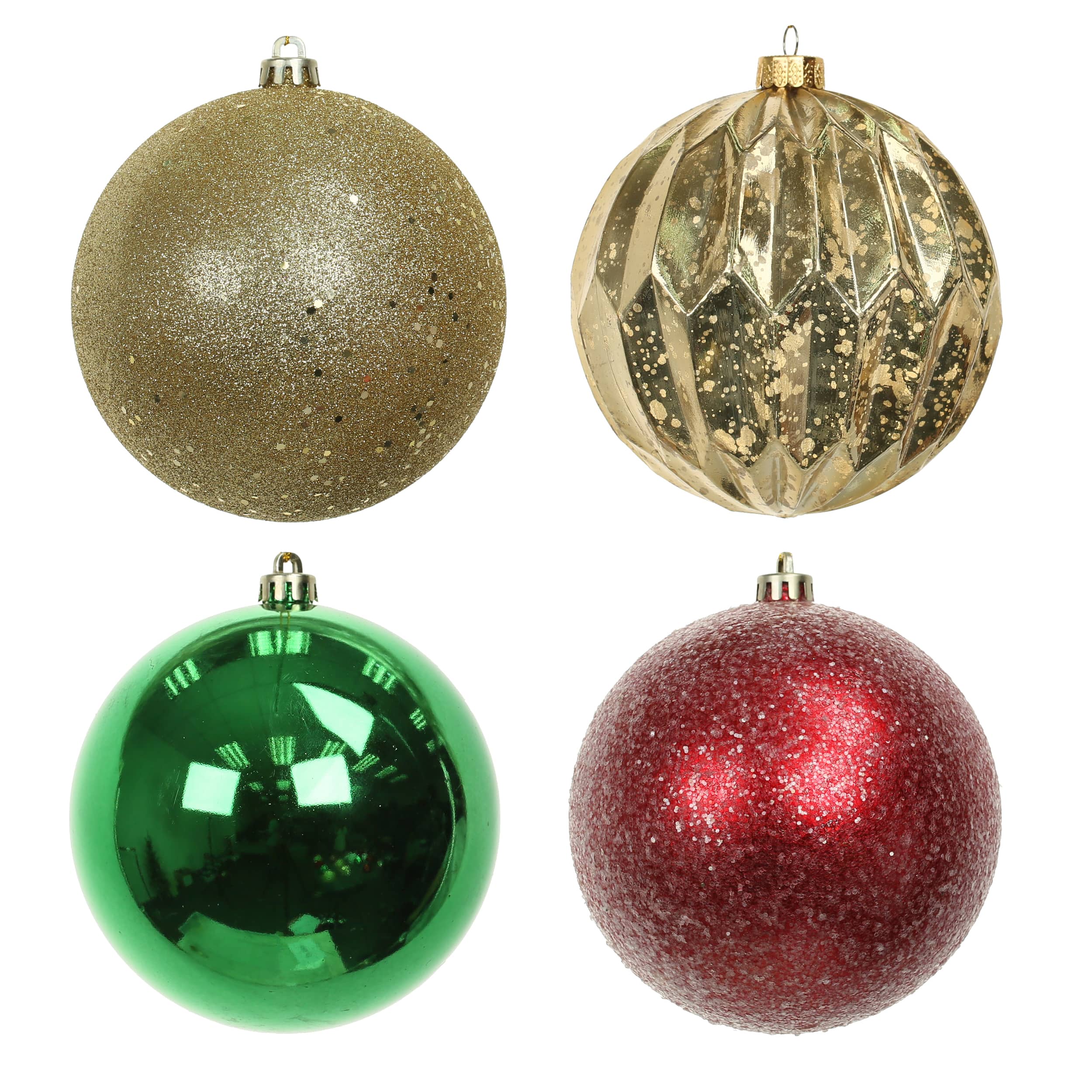 Assorted 4 Pack 4.7&#x22; Red, Green &#x26; Gold Peppermint Lane Shatterproof Ball Ornaments, 1pc. by Ashland&#xAE;