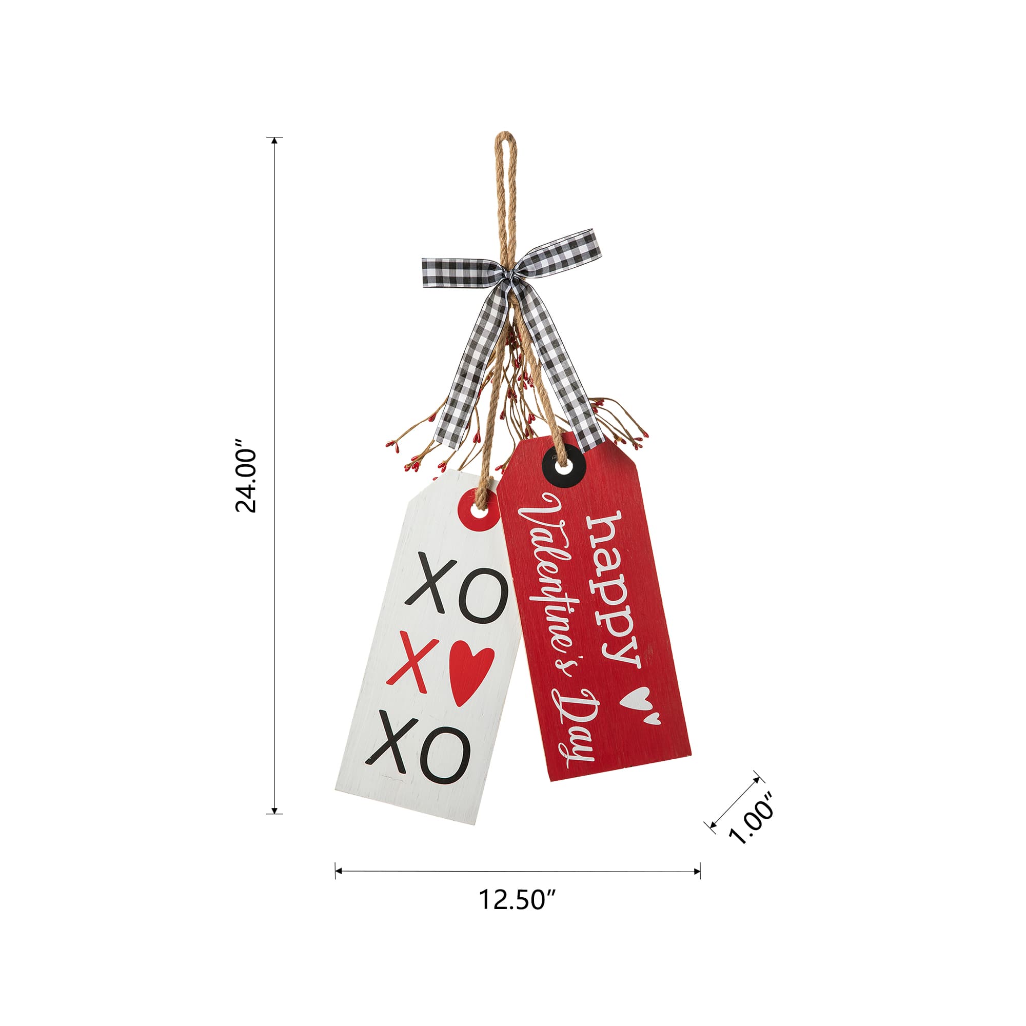 Glitzhome&#xAE; 24&#x22; Valentine&#x27;s Wooden Doorknob Hanging D&#xE9;cor