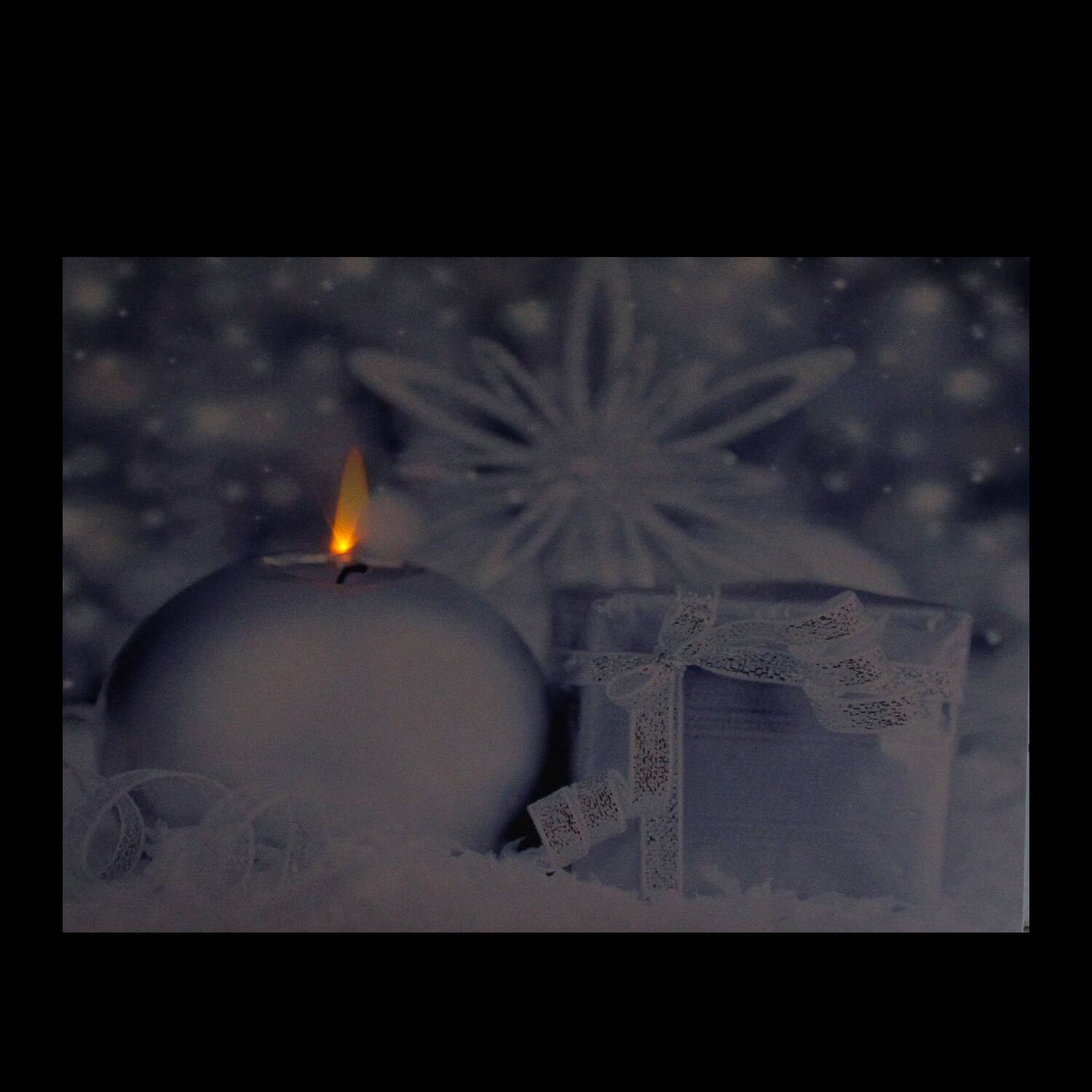LED Lighted Candle & Gift Wintry Scene Christmas Canvas Wall Art