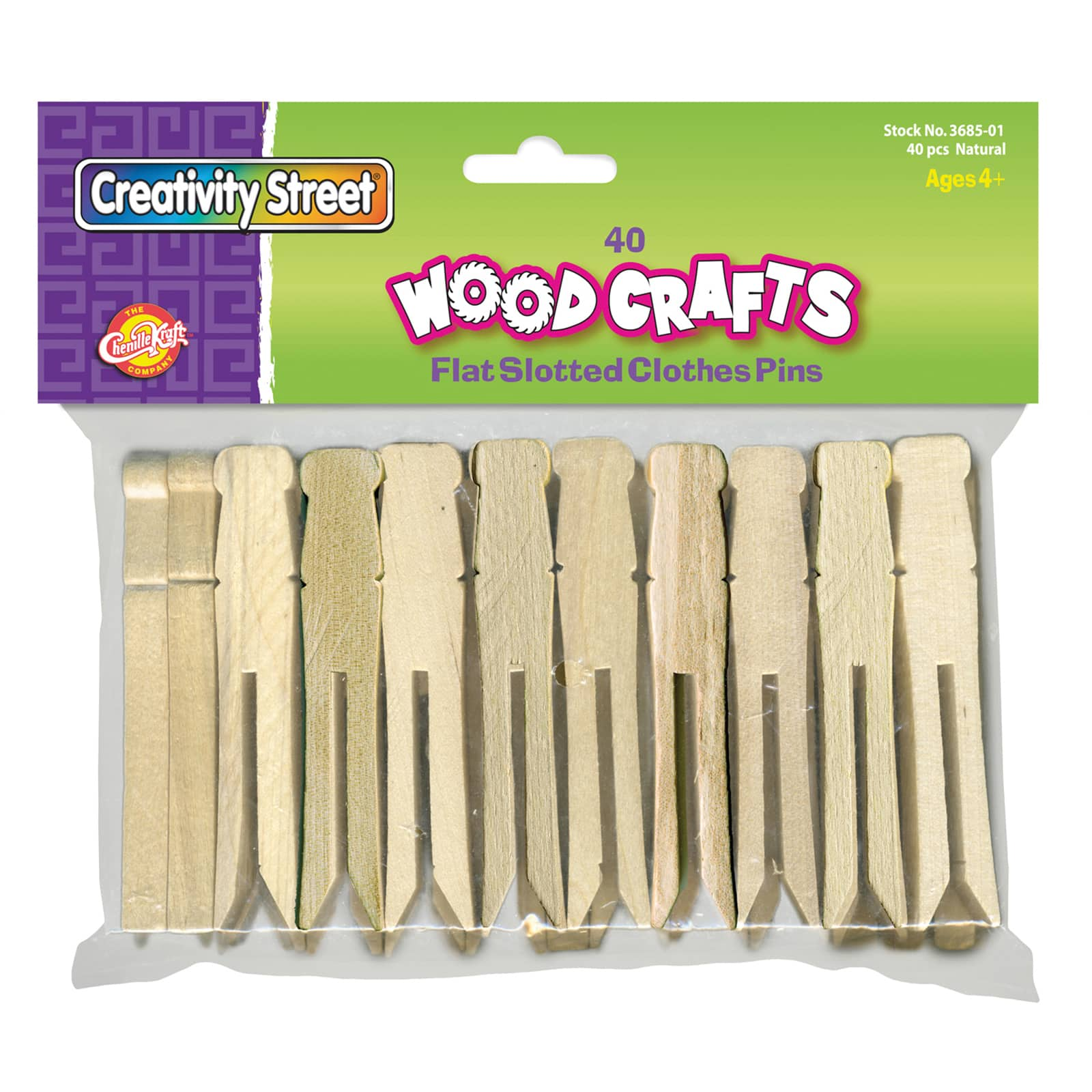 Creativity Street Natural Flat Slotted Clothespins