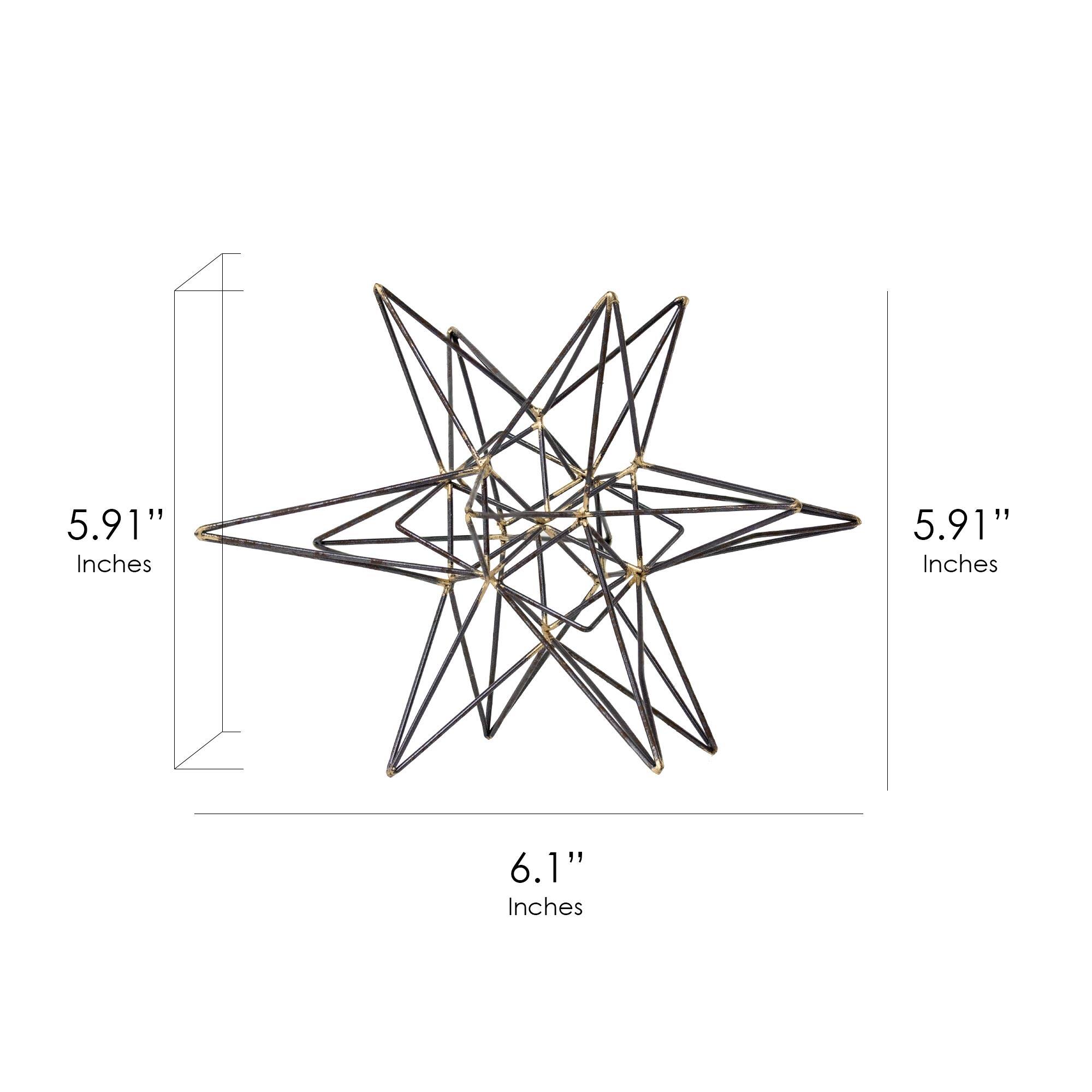 6" Gunmetal & Gold Metal Star Figurine